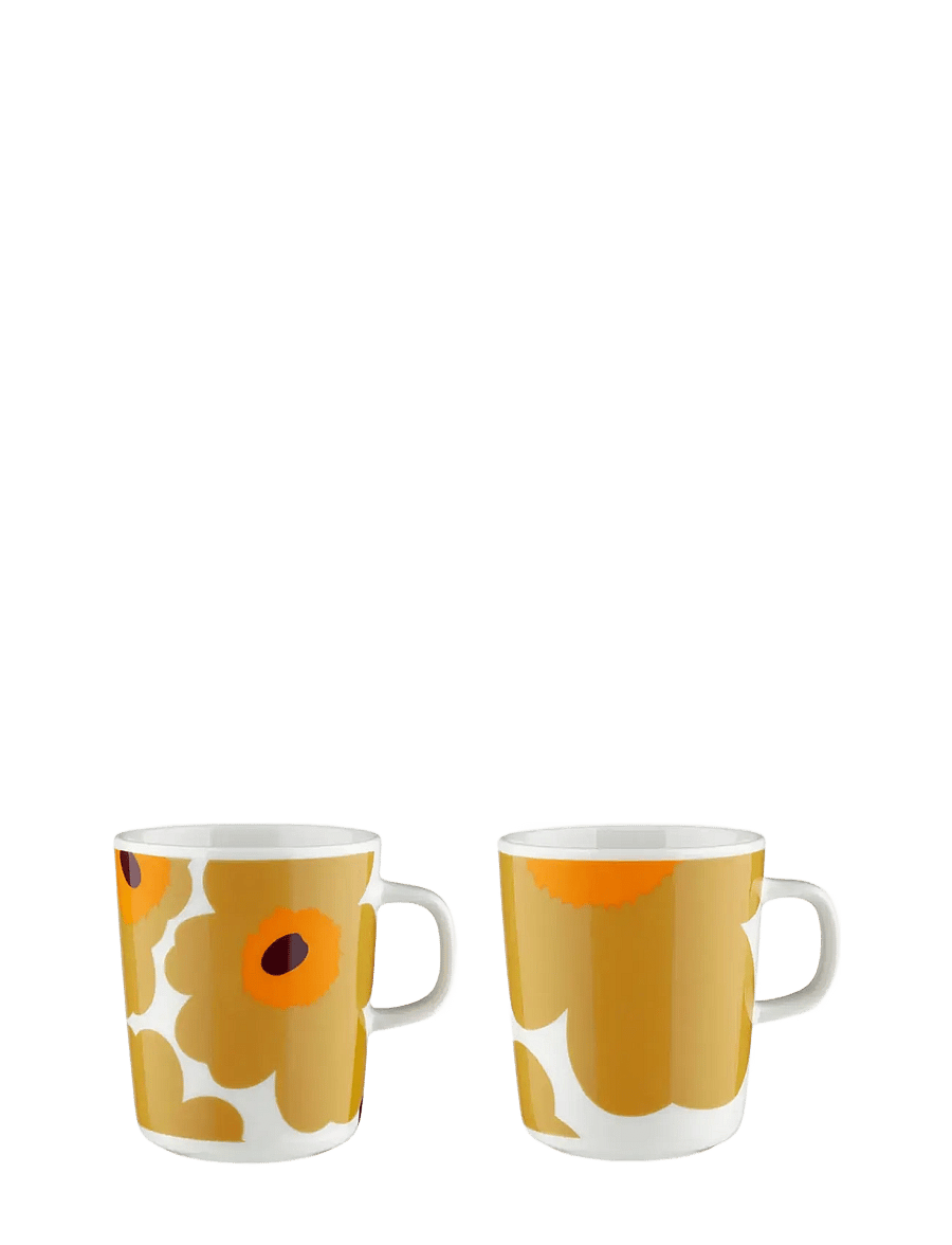 Marimekko Home - UNIKKO MUG 2,5 DL 2 PCS - kaffetassen - white, caramel, warm orange - 0