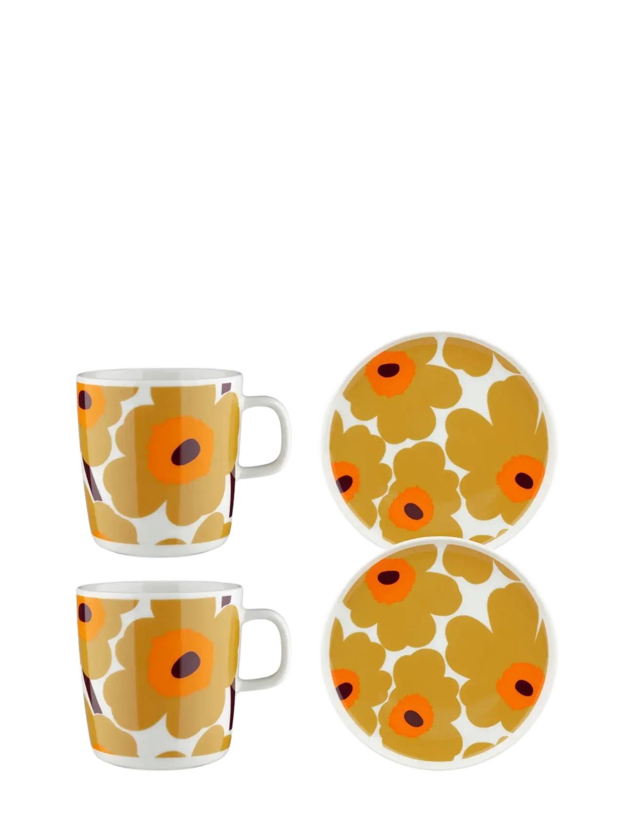 Marimekko Home UNIKKO BREAKFAST SET 4 PCS - Krus & Kopper - CARAMEL, CREAM, WARM ORANGE / multi