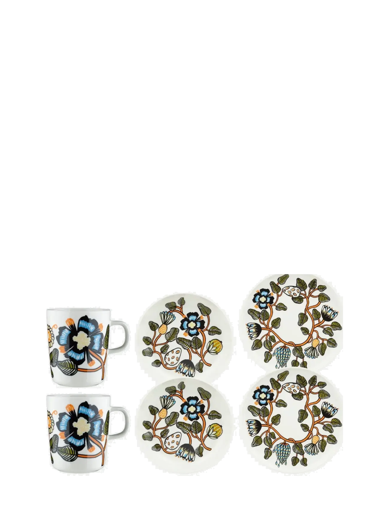 Marimekko Home TIARA DINNER SET 6-Pack - Krus & Kopper - WHITE, WARM ORANGE, GREEN / multi