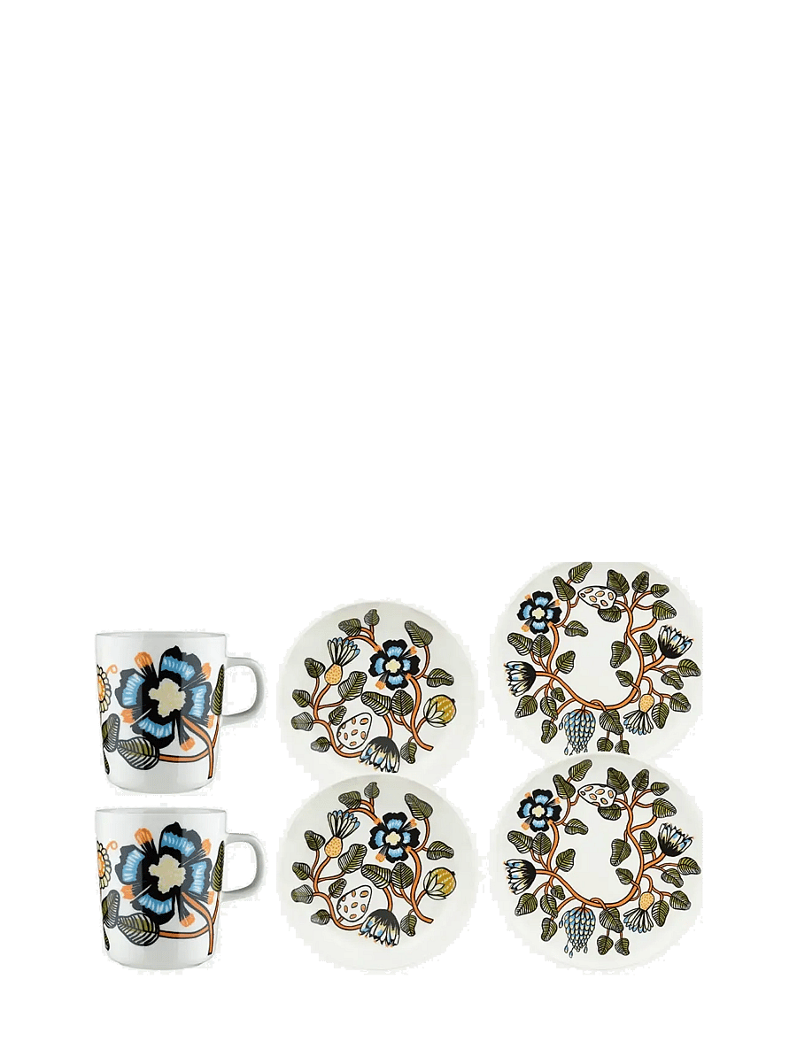 Marimekko Home - TIARA DINNER SET 6-Pack - tasītes un krūzes - white, warm orange, green - 0