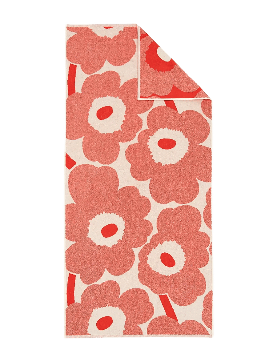 Marimekko Home - UNIKKO BATH TOWEL 70X150 CM - saunalinad - off white, orange red - 0