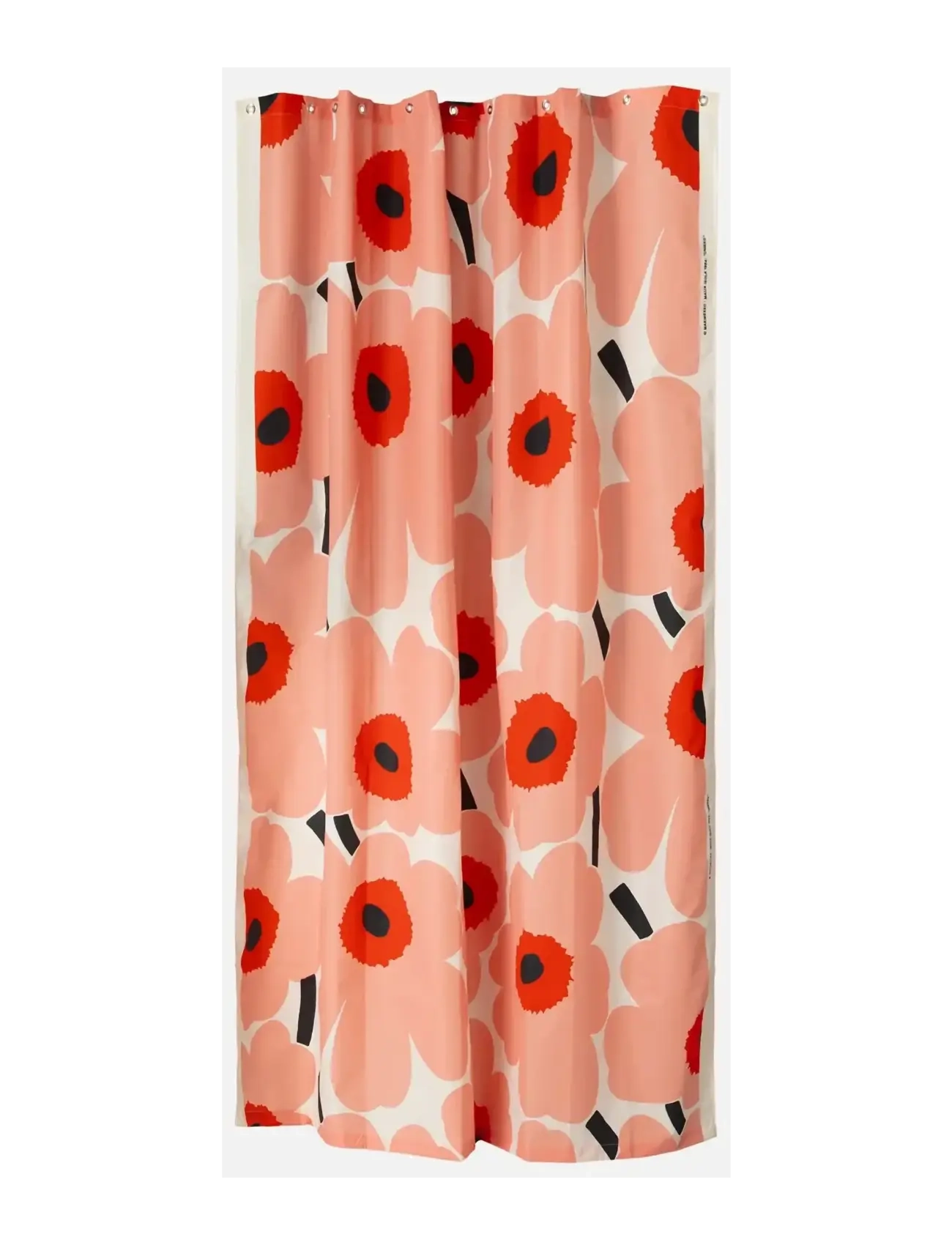 Marimekko Home UNIKKO SHOWER CURTAIN 180X200 - Textilier - OFFWHITE,CORAL,OR.RED,CHARCOAL / pink/rose