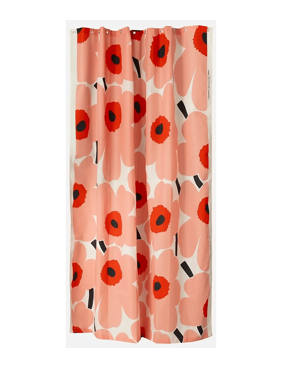 Marimekko Home - UNIKKO SHOWER CURTAIN 180X200 - dušikardinad - offwhite,coral,or.red,charcoal - 0