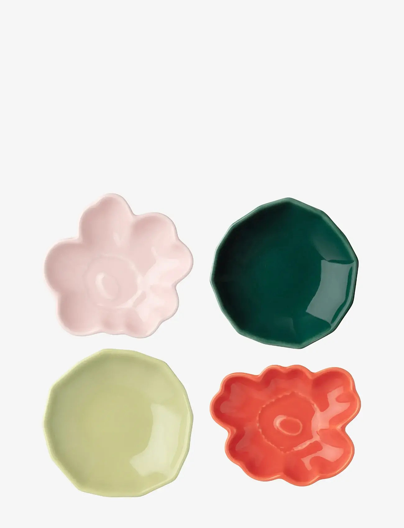 Marimekko Home - UNIKKO&KIVET SHAPE PLATE 4PCS - small plates - pink, pear, or.red, dk.green - 0