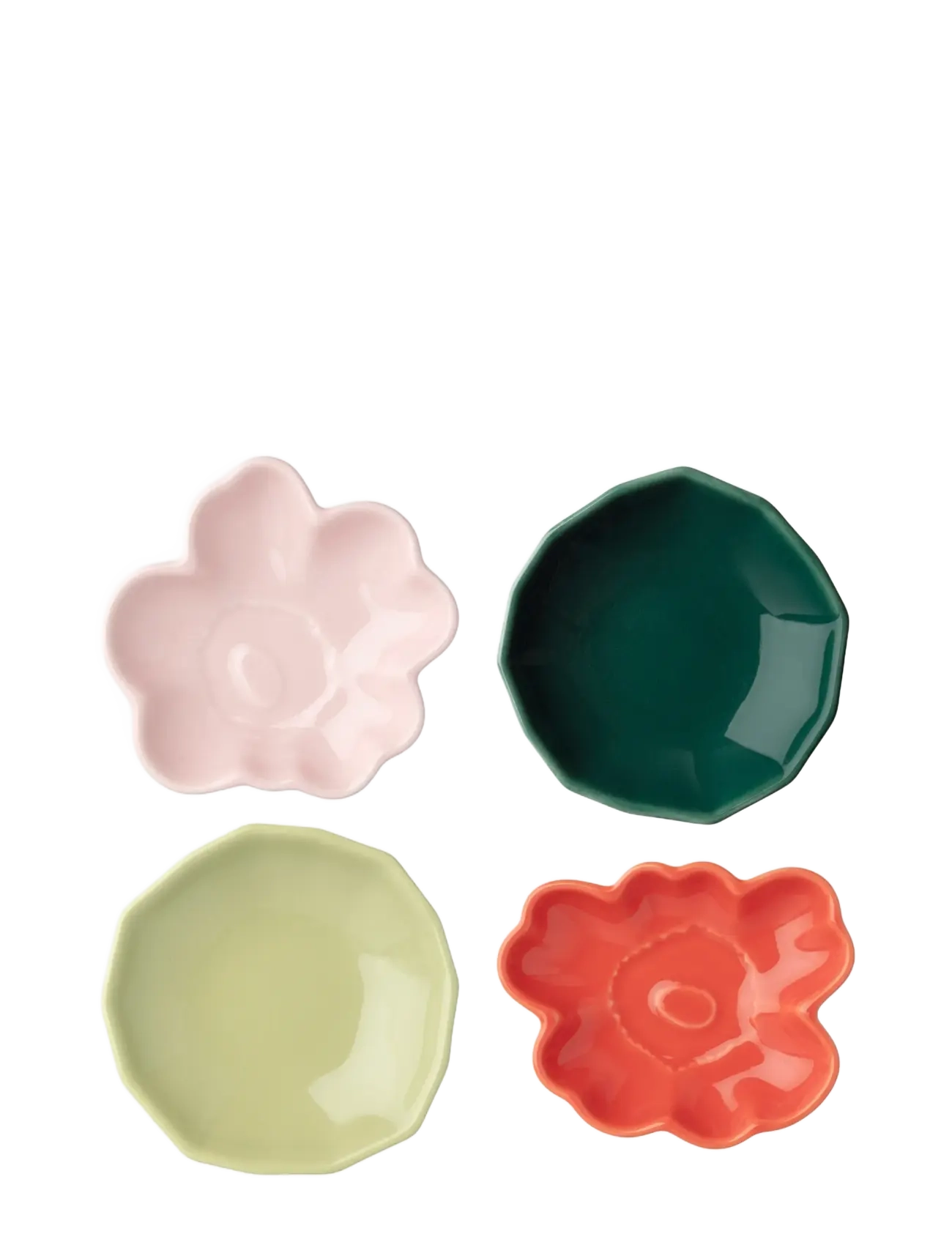 Marimekko Home UNIKKO&KIVET SHAPE PLATE 4PCS - Vis alt - PINK, PEAR, OR.RED, DK.GREEN / multi