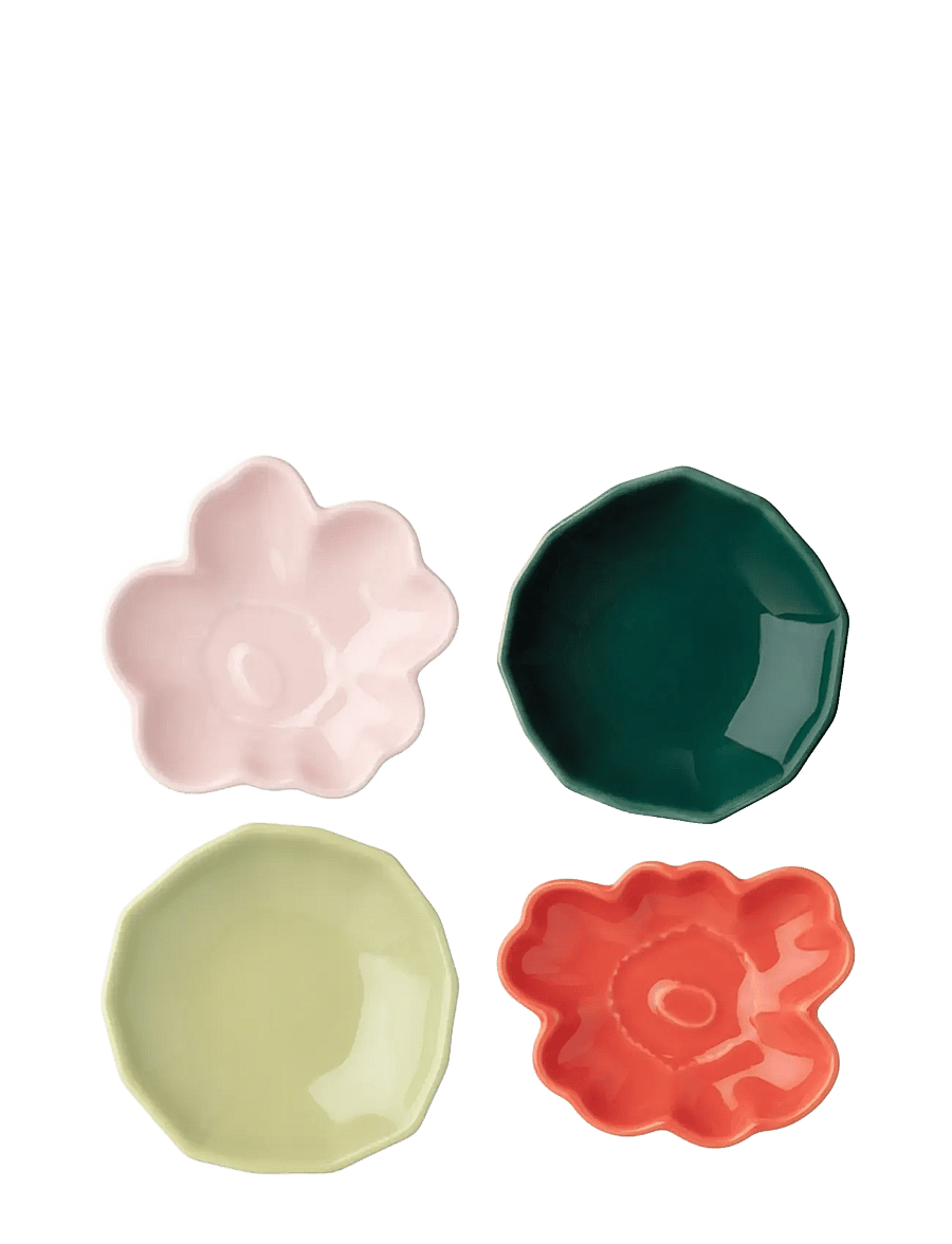 Marimekko Home - UNIKKO&KIVET SHAPE PLATE 4PCS - väikesed taldrikud - pink, pear, or.red, dk.green - 0