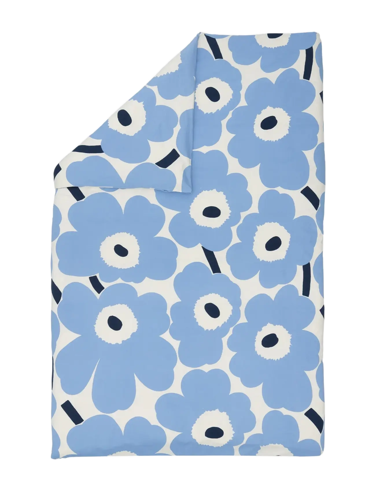Marimekko Home UNIKKO JERSEY DC 150X210CM - Påslakan - OFF WHITE, LT.BLUE, NAVY / blue