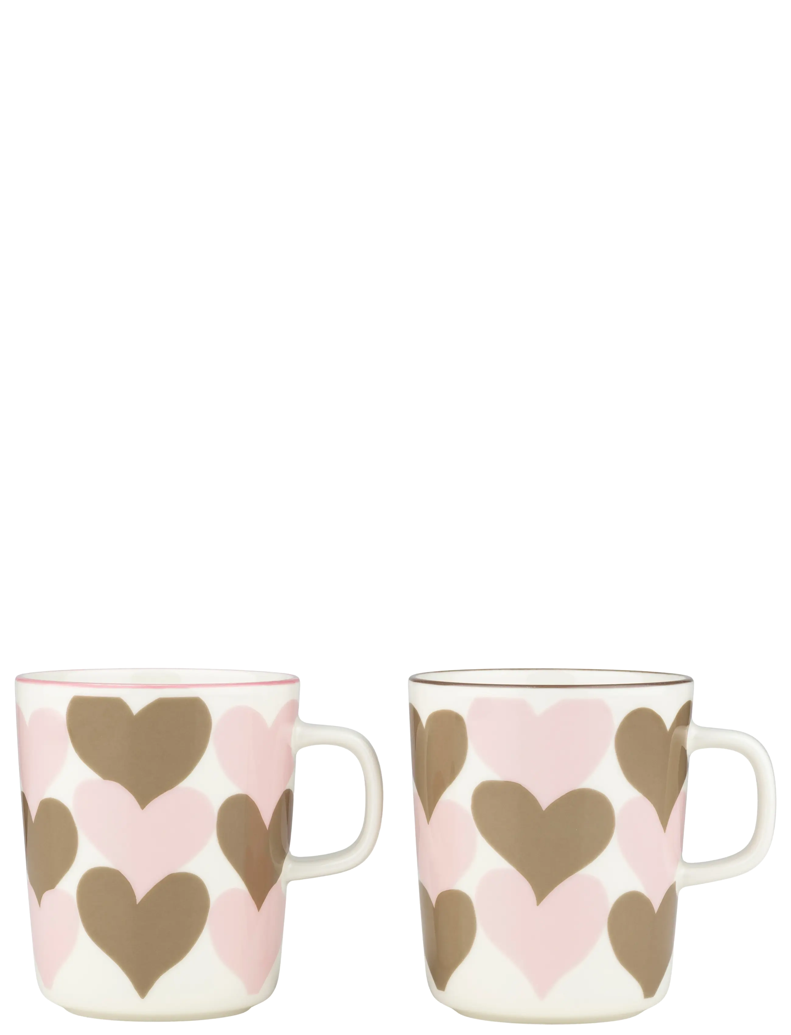 Marimekko Home SYDÄMET MUG 2,5DL 2PCS - Krus & Kopper - WHITE, SAND, PINK / multi