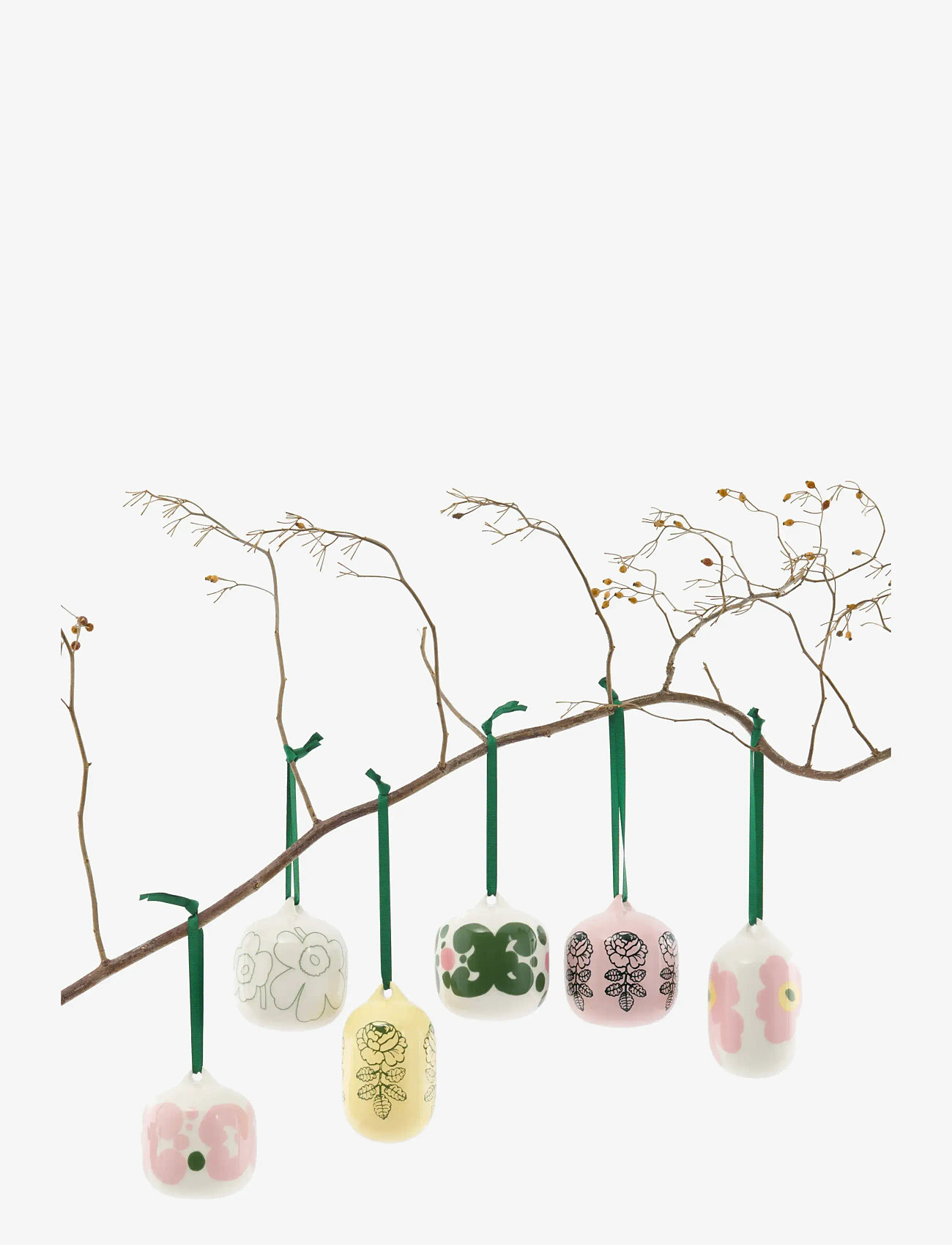 Marimekko Home - VIHKIRUUSU ORNAMENT 7X7CM - pink, dk.green - 2