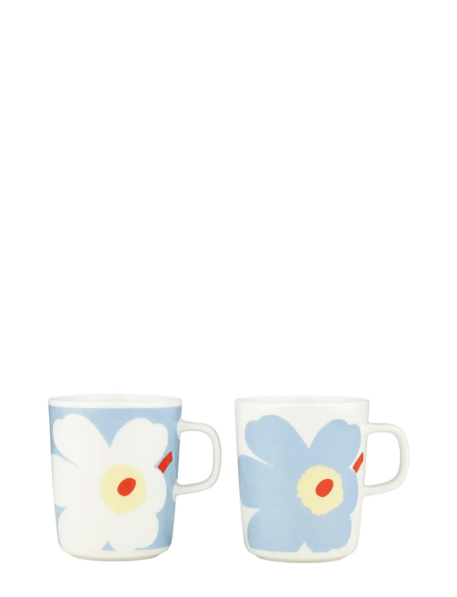 Marimekko Home - JUHLA UNIKKO MUG 2,5DL 2PCS - arbatos puodeliai - white,lt.blue,sand,orange red - 0