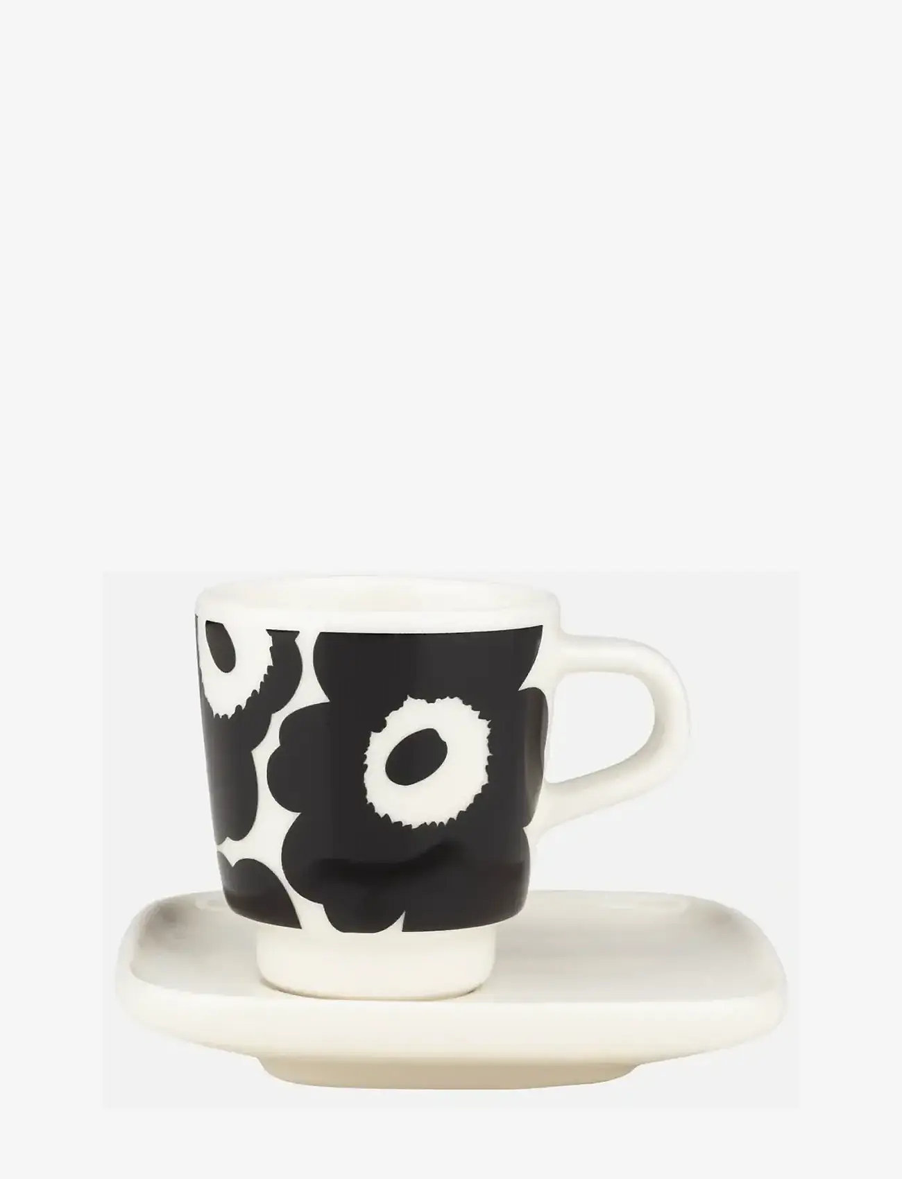 Marimekko Home - UNIKKO ESPRESSO CUP+SAUCER - espressokopper - black, white - 0