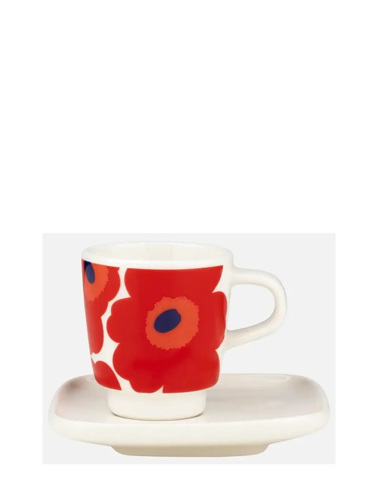 Marimekko Home UNIKKO ESPRESSO CUP+SAUCER - Geschirr - WHITE, RED, BLUE / red