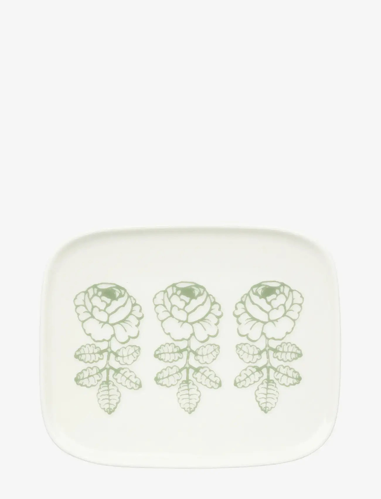 Marimekko Home - VIHKIRUUSU PLATE 12X15CM - frühstücksteller - white, sage - 0