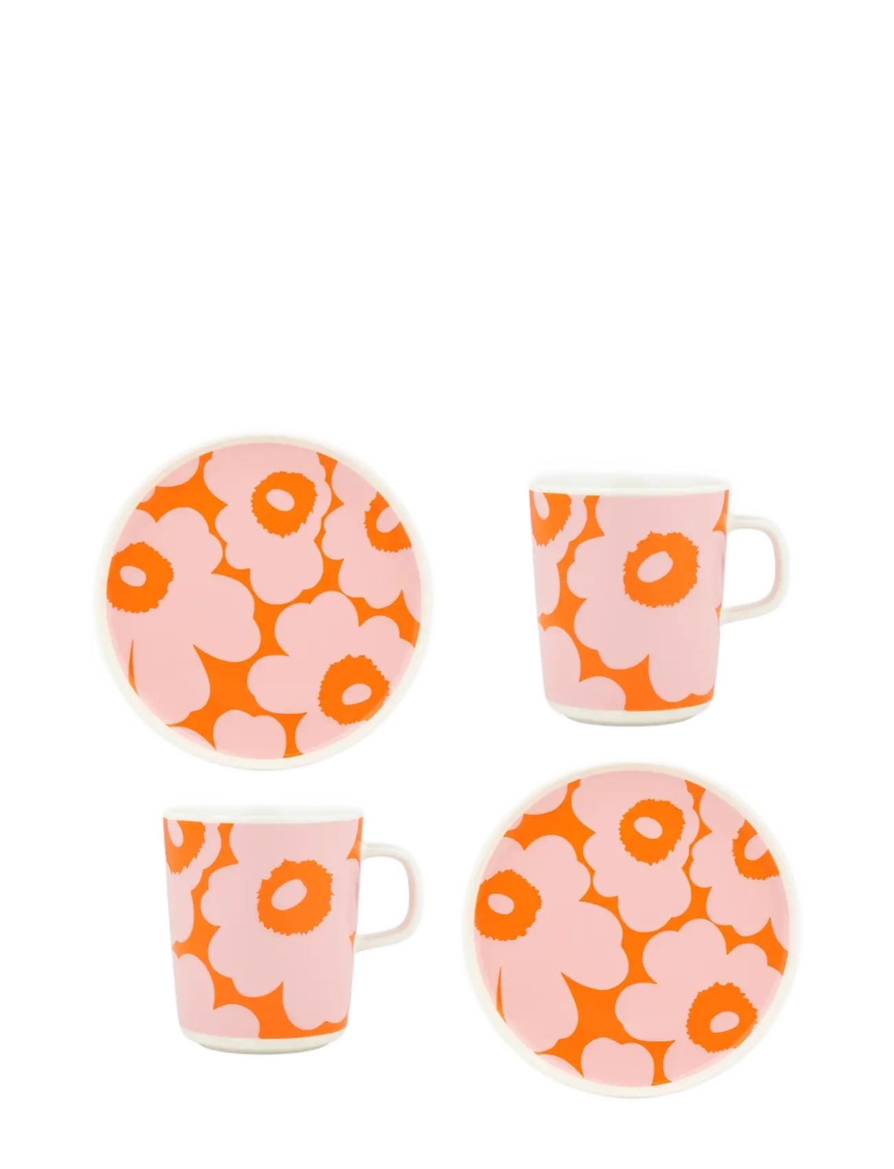 Marimekko Home UNIKKO BREAKFAST SET 4PCS - Uutuudet - WHITE, PINK, ORANGE / orange
