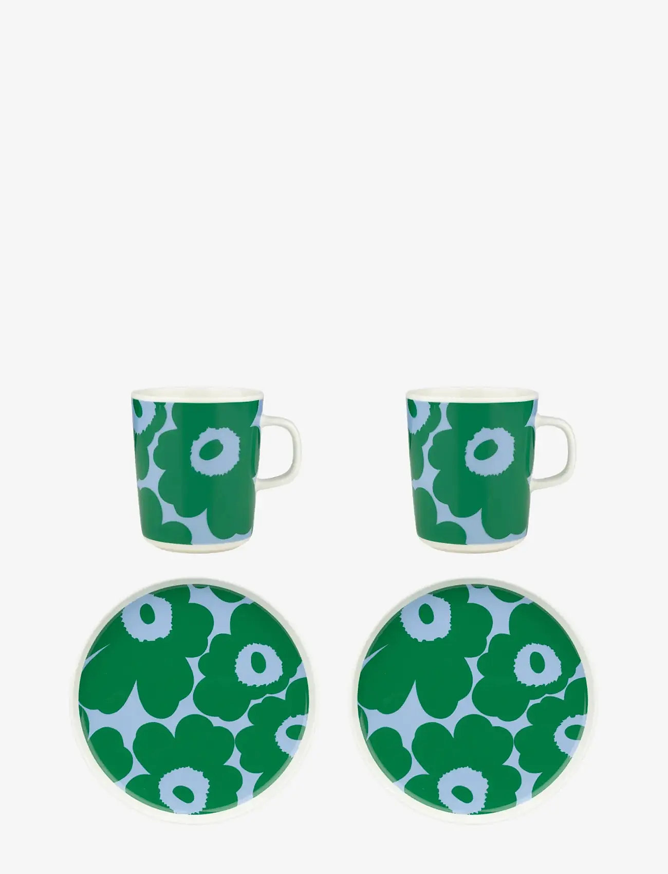 Marimekko Home - UNIKKO BREAKFAST SET 4PCS - assietter - white, green, lt.blue - 0