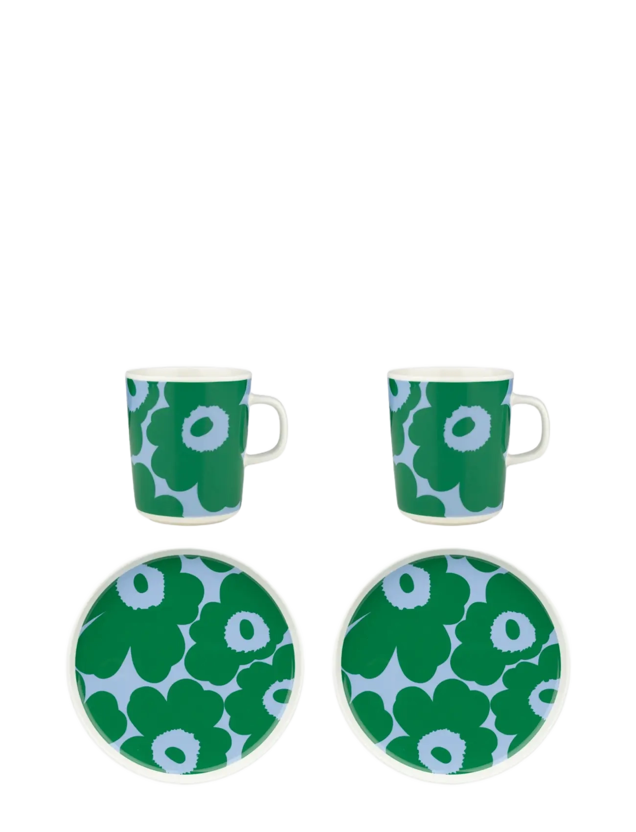 Marimekko Home UNIKKO BREAKFAST SET 4PCS - Flash Days - WHITE, GREEN, LT.BLUE / white