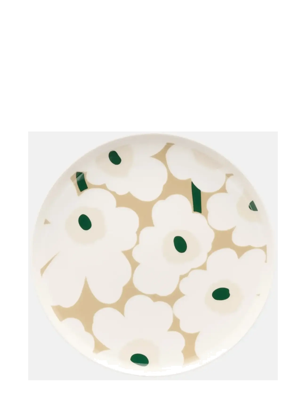 Marimekko Home UNIKKO PLATE 25CM - Borddækning - WHITE, BEIGE, LT.SAND, D.GREEN / white