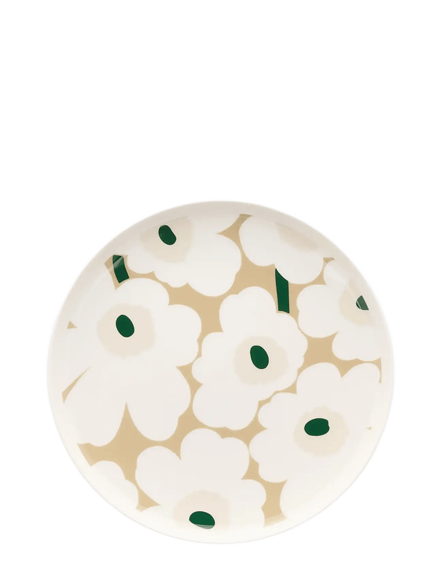 Marimekko Home - UNIKKO PLATE 25CM - servierplatten - white, beige, lt.sand, d.green - 0