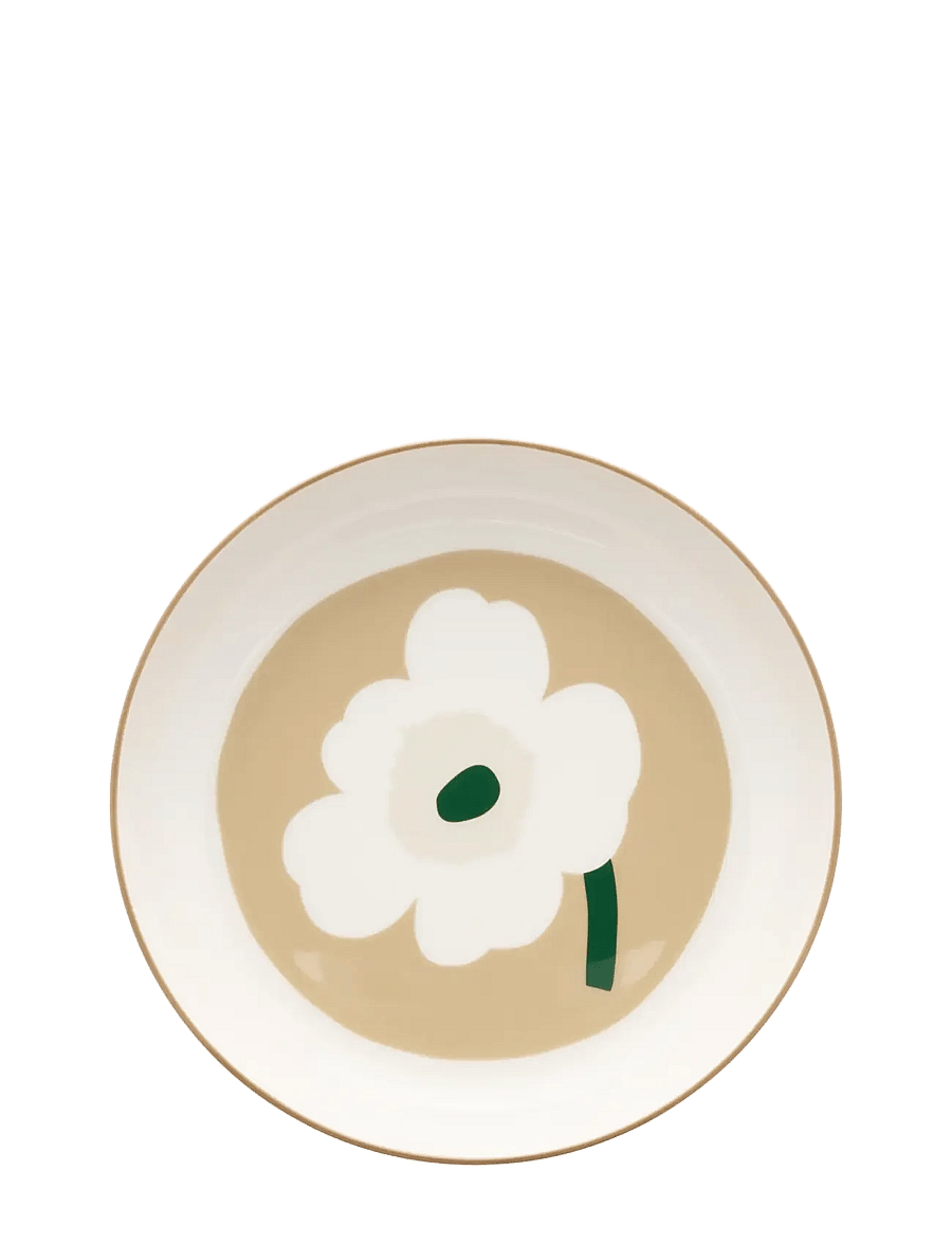 Marimekko Home - UNIKKO DEEP PLATE 20,5CM - tiefe teller - white, beige, lt.sand, d.green - 0
