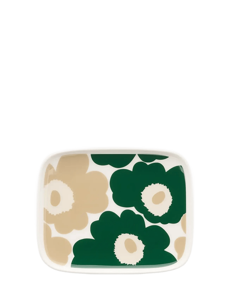 Marimekko Home - UNIKKO PLATE 12X15CM - väikesed taldrikud - white, d.green, beige, lt.sand - 0