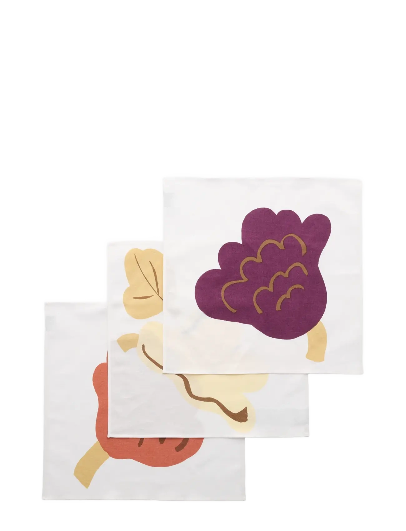 Marimekko Home KUKASTA KUKKAAN F.NAPKINS 3PCS - Visa allt - WHITE, PLUM, TERRAC., OCHRE / white