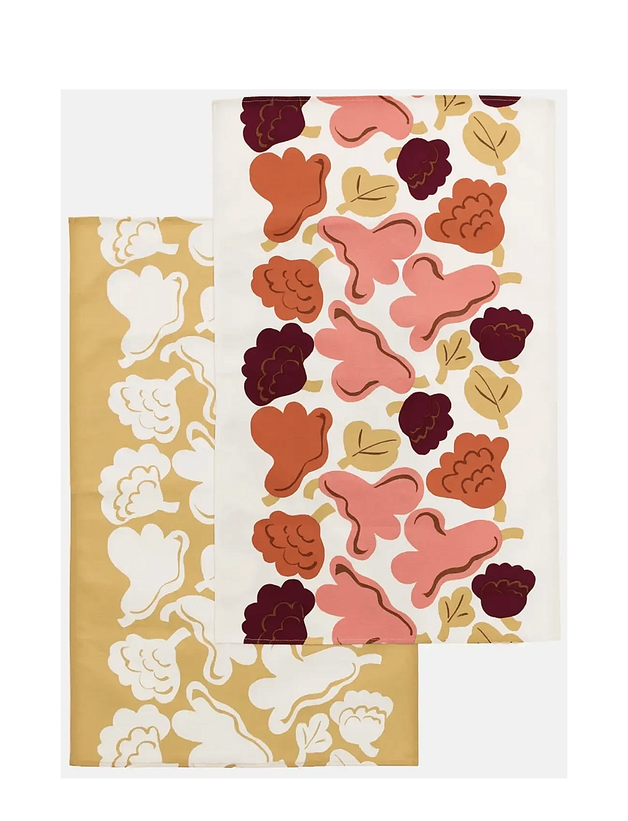 Marimekko Home - KUKASTA KUKKAAN T.TOWEL 2PCS - köögirätikud - off white,pink,terrac.,ochre - 0