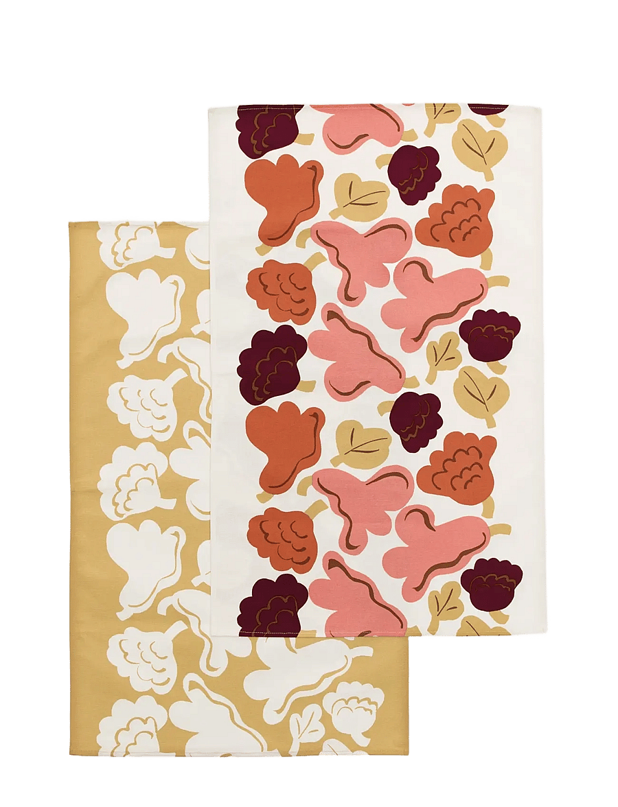 Marimekko Home - KUKASTA KUKKAAN T.TOWEL 2PCS - küchenhandtücher - off white,pink,terrac.,ochre - 0