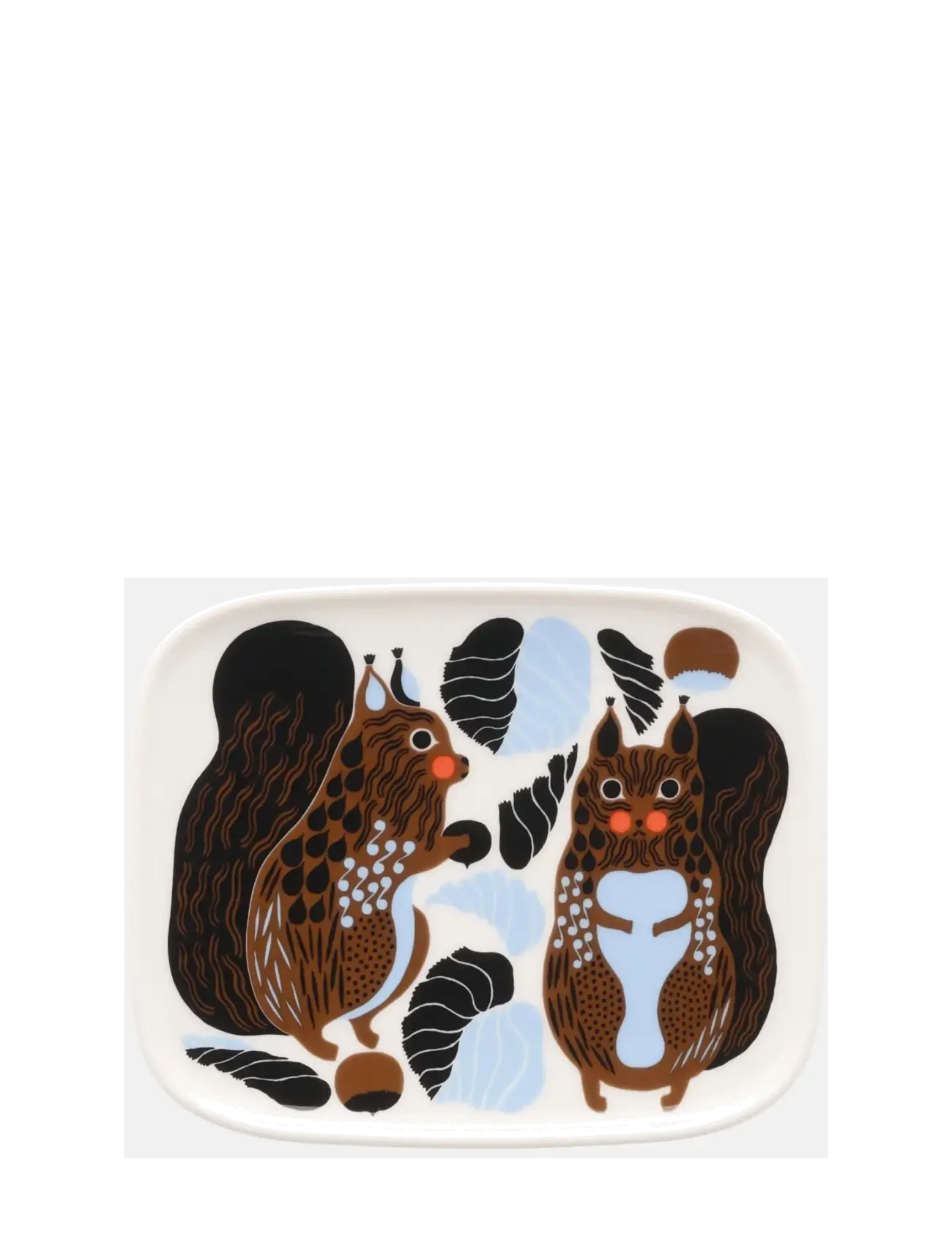 Marimekko Home KURRE PLATE 12X15CM - Gifts - WHITE, BROWN, BLACK, LT.BLUE / white