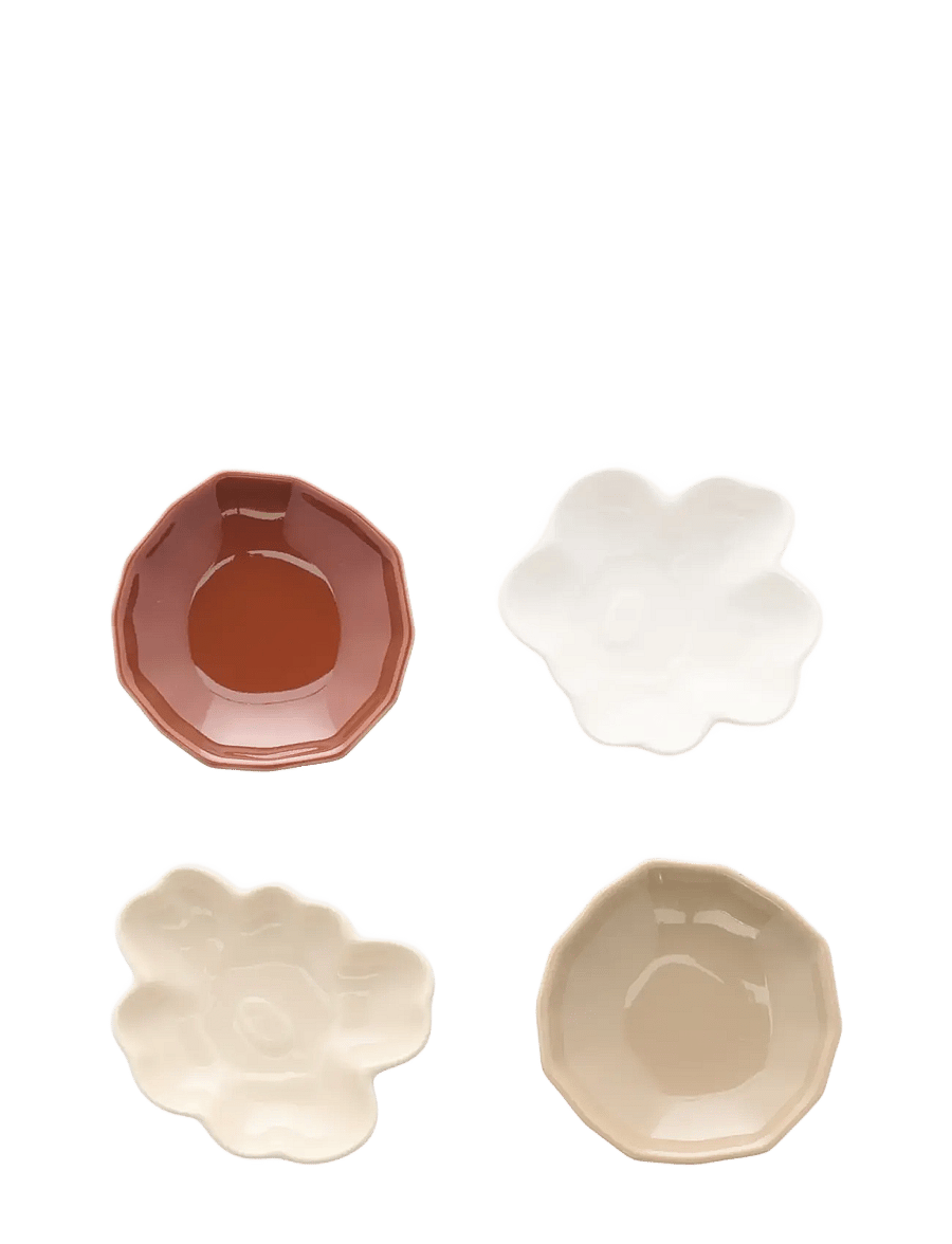 Marimekko Home - UNIKKO&KIVET SHAPE PLATE 4PCS - väikesed taldrikud - beige,chestnut,white,lt.brown - 0