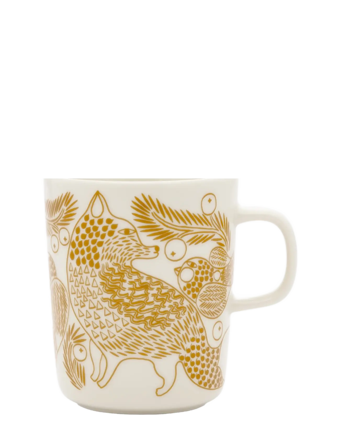 Marimekko Home PIIRTO KETUNMARJA MUG 2,5DL - Becher & Tassen - WHITE, BRONZE BROWN / gold