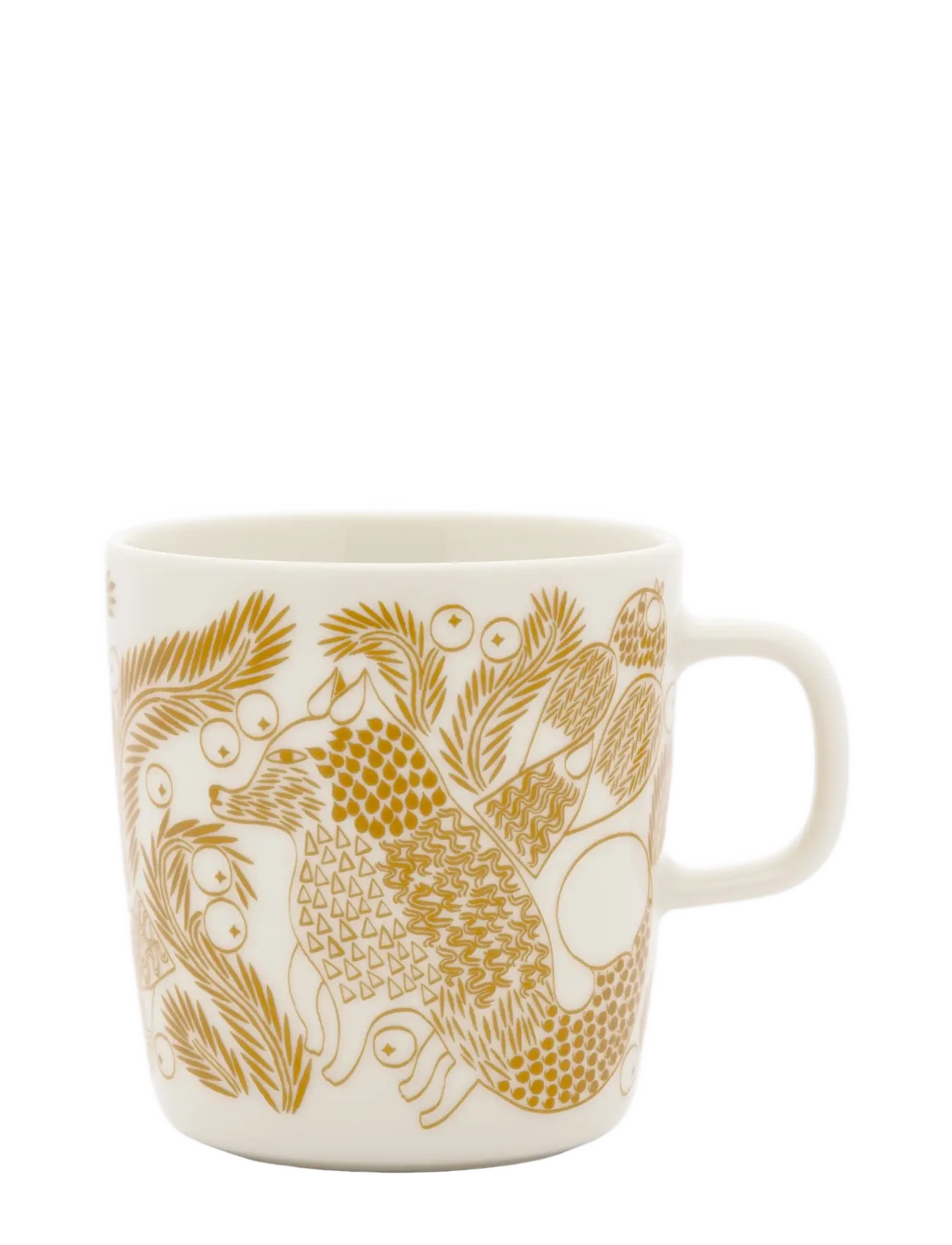 Marimekko Home PIIRTO KETUNMARJA MUG 4DL - Becher & Tassen - WHITE, BRONZE BROWN / gold
