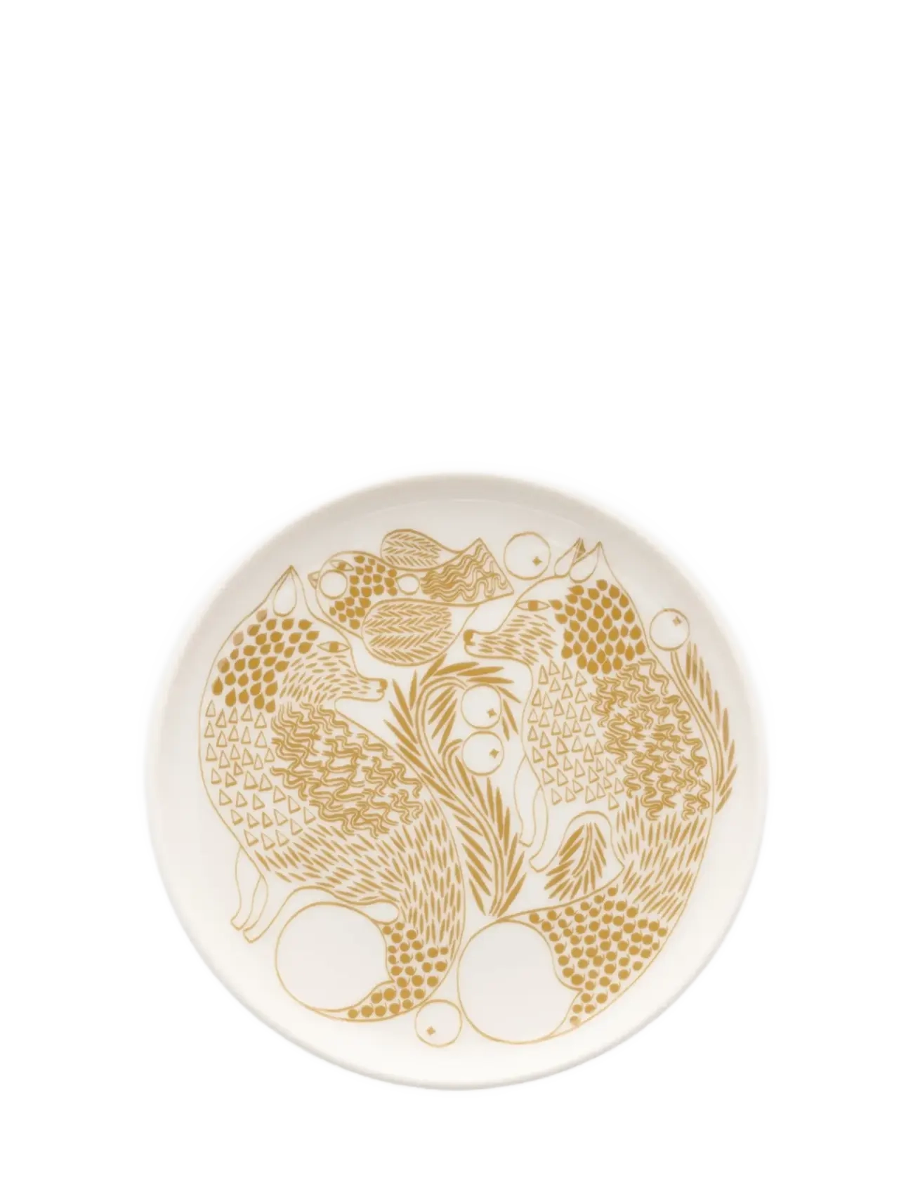 Marimekko Home PIIRTO KETUNMARJA PLATE 13,5CM - Geschirr - WHITE, BRONZE BROWN / gold