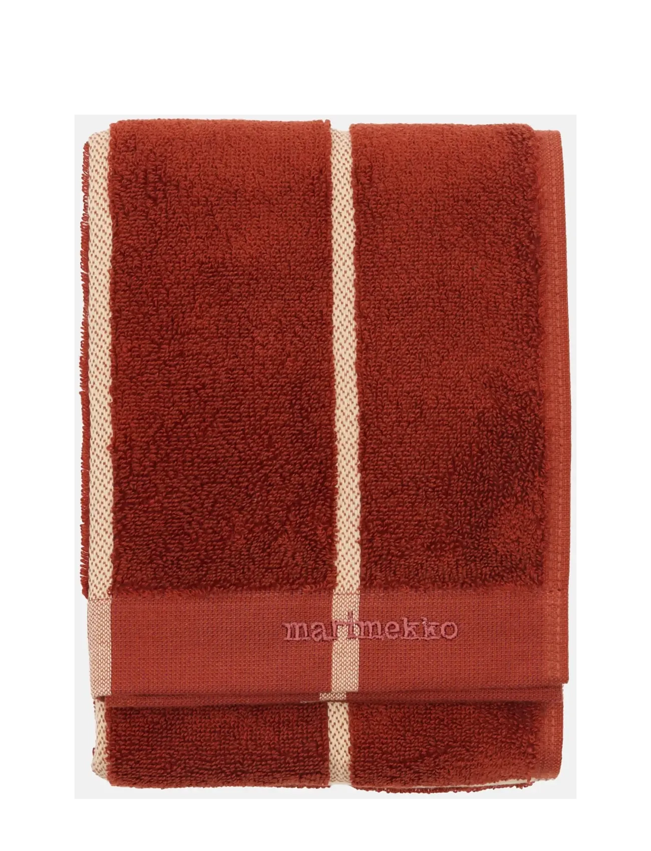 Marimekko Home TIILISKIVI HAND TOWEL 50X70CM - Sauna - BRICK, PLUM, HAY / brown