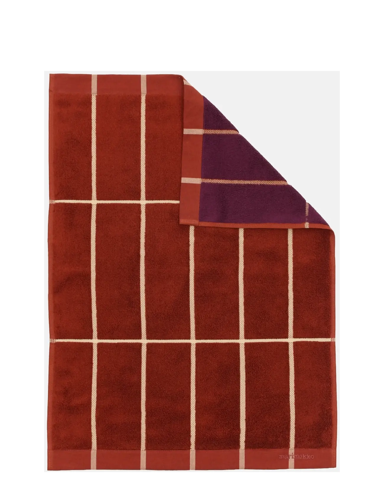 Marimekko Home - TIILISKIVI HAND TOWEL 50X70CM - sauna - brick, plum, hay - 1