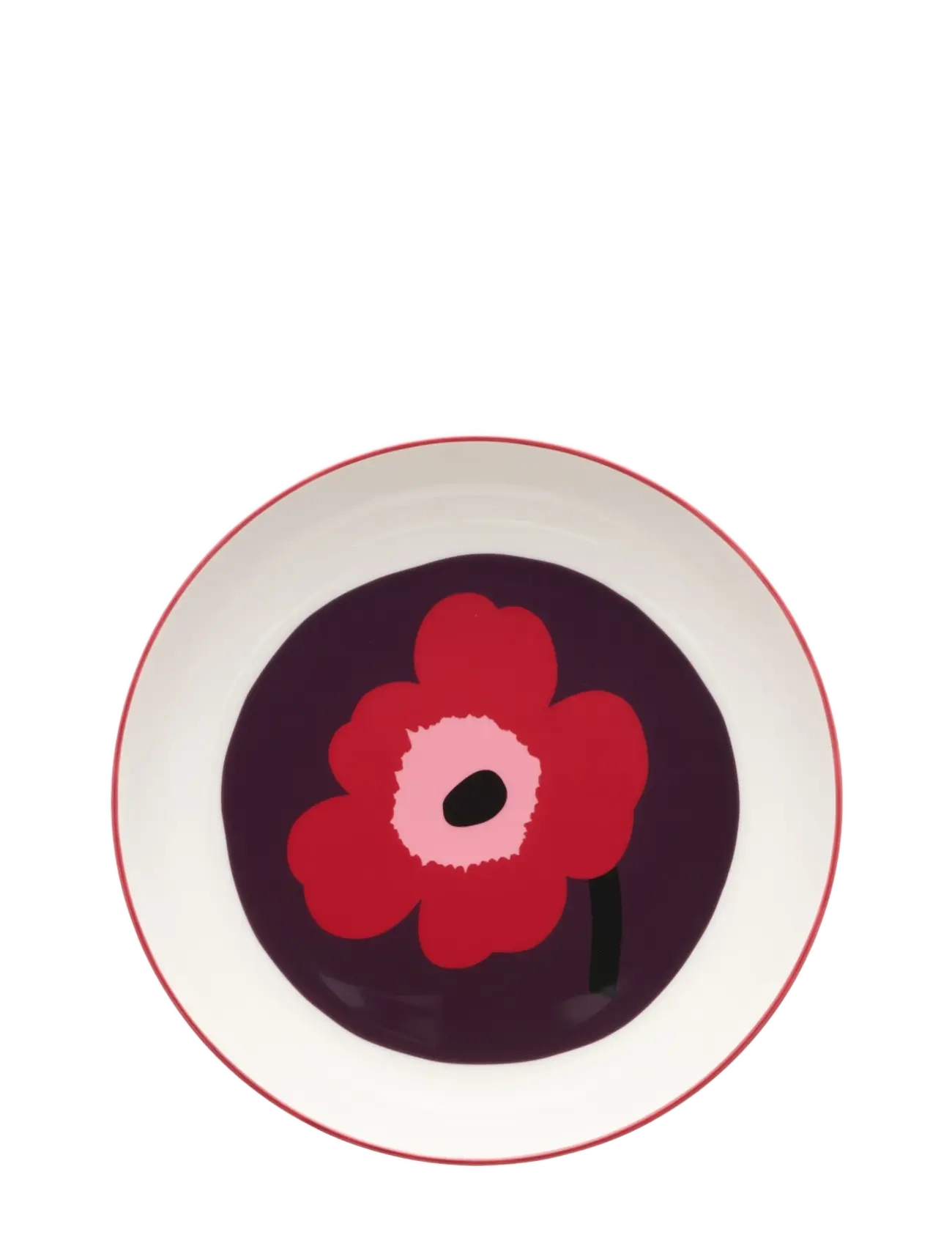 Marimekko Home UNIKKO DEEP PLATE 20,5CM - Supitaldrikud - WHITE, PLUM, CRANBERRY, PINK / red