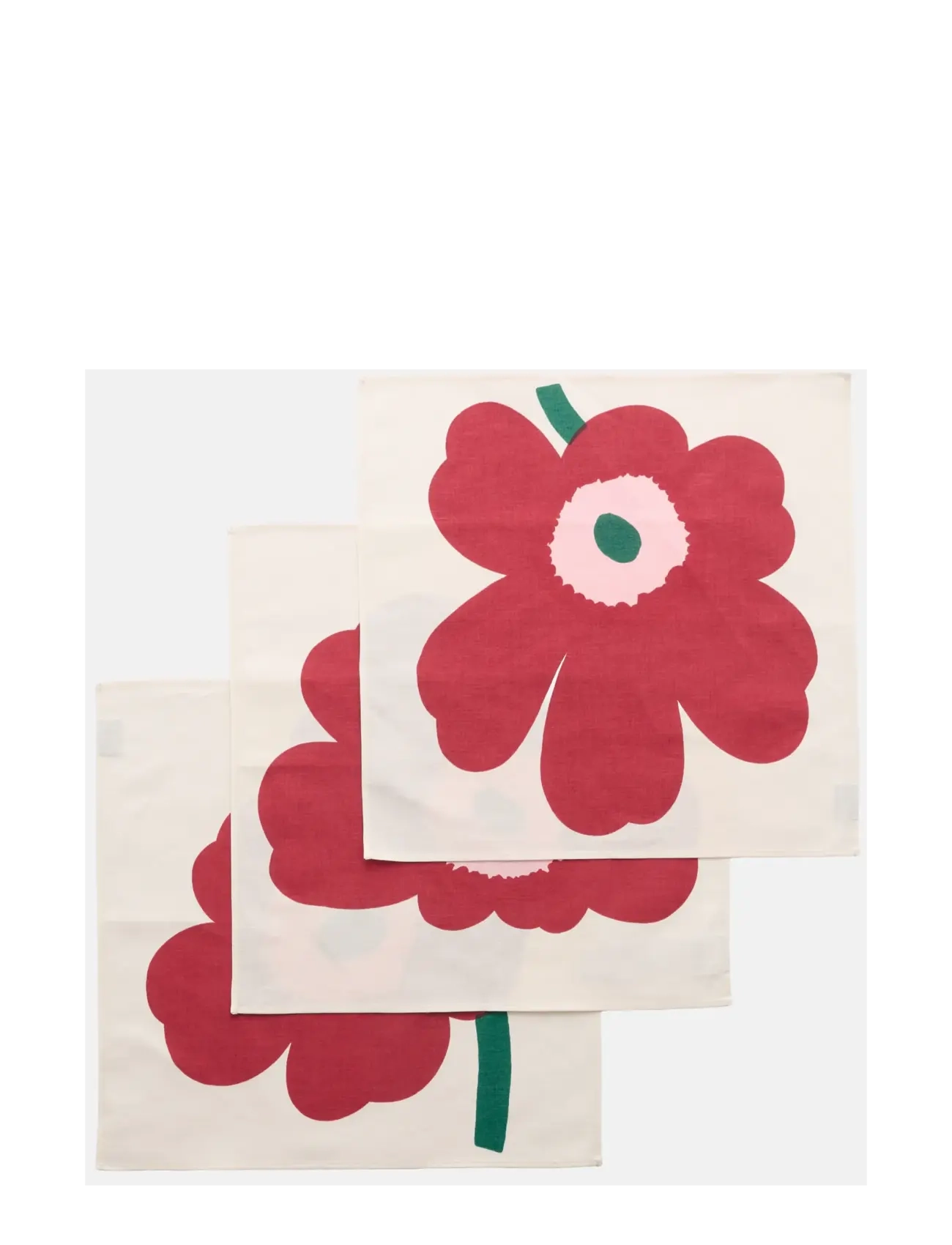 Marimekko Home UNIKKO FABRIC NAPKIN SET 3PCS - Serviesgoed - OFF WHITE, CRANBERRY, ROSE / cream