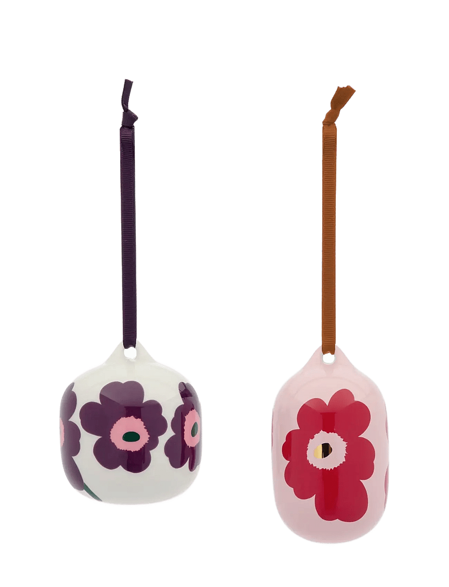 Marimekko Home - UNIKKO ORNAMENT 2PCS - ziemassvētku konfekšu rotājumi - pink, cranberry, white, plum - 0