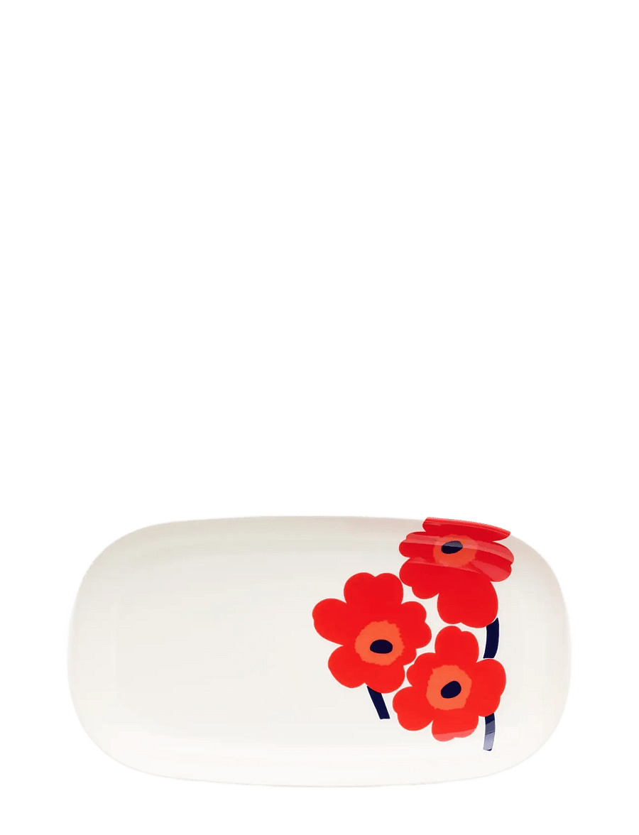 Marimekko Home - UNIKKO SERVING PLATE 17X32 - serviravimo lėkštės - white, red, blue - 0