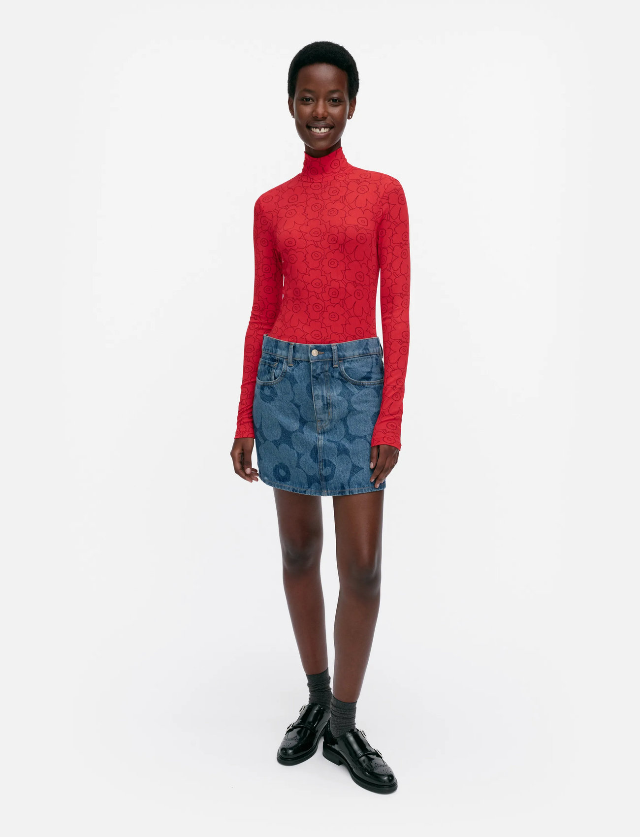 Marimekko Maridenim Ruudut Unikko - Blue - 36