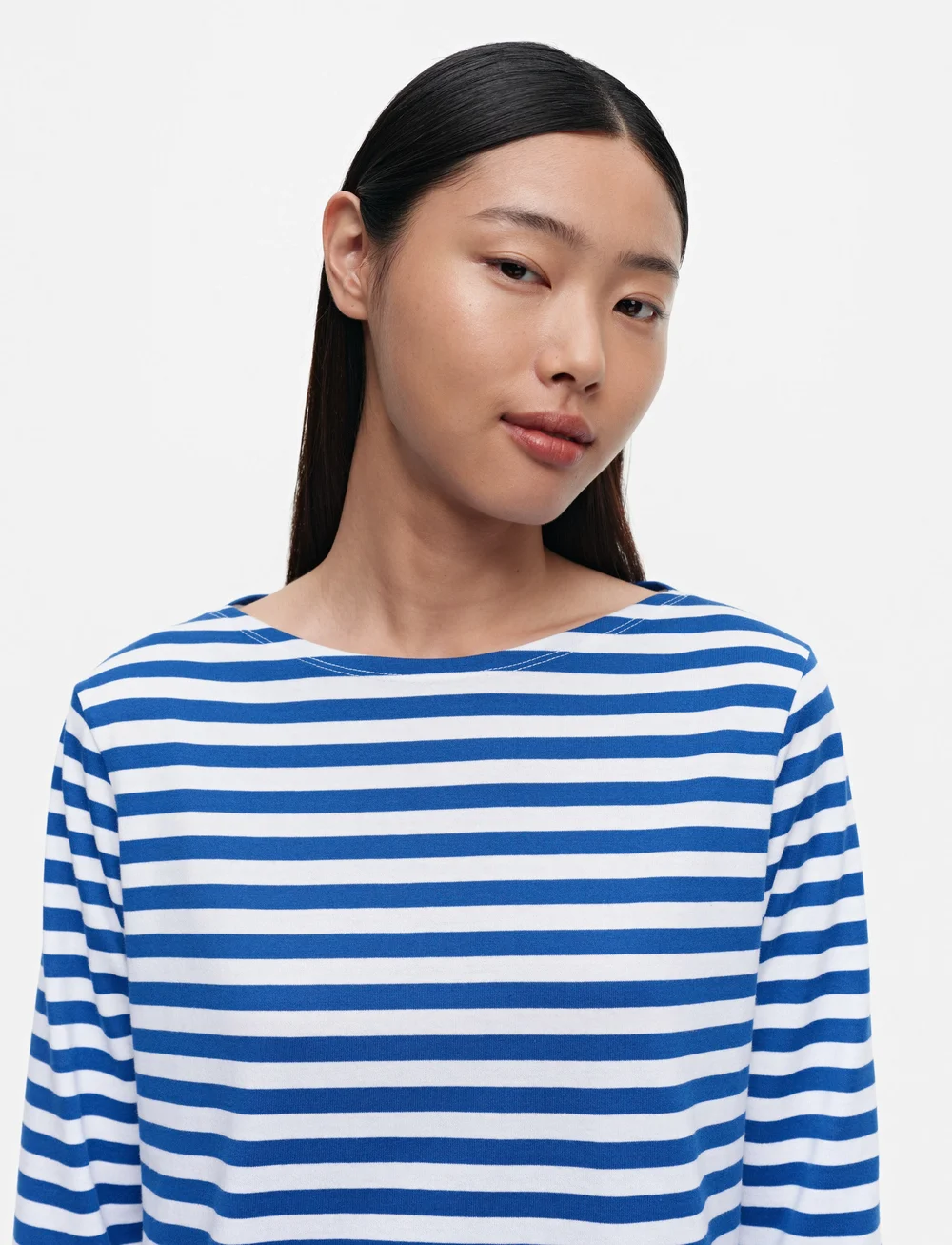 Marimekko - Ilma shirt - langärmlige tops - white, blue - 4