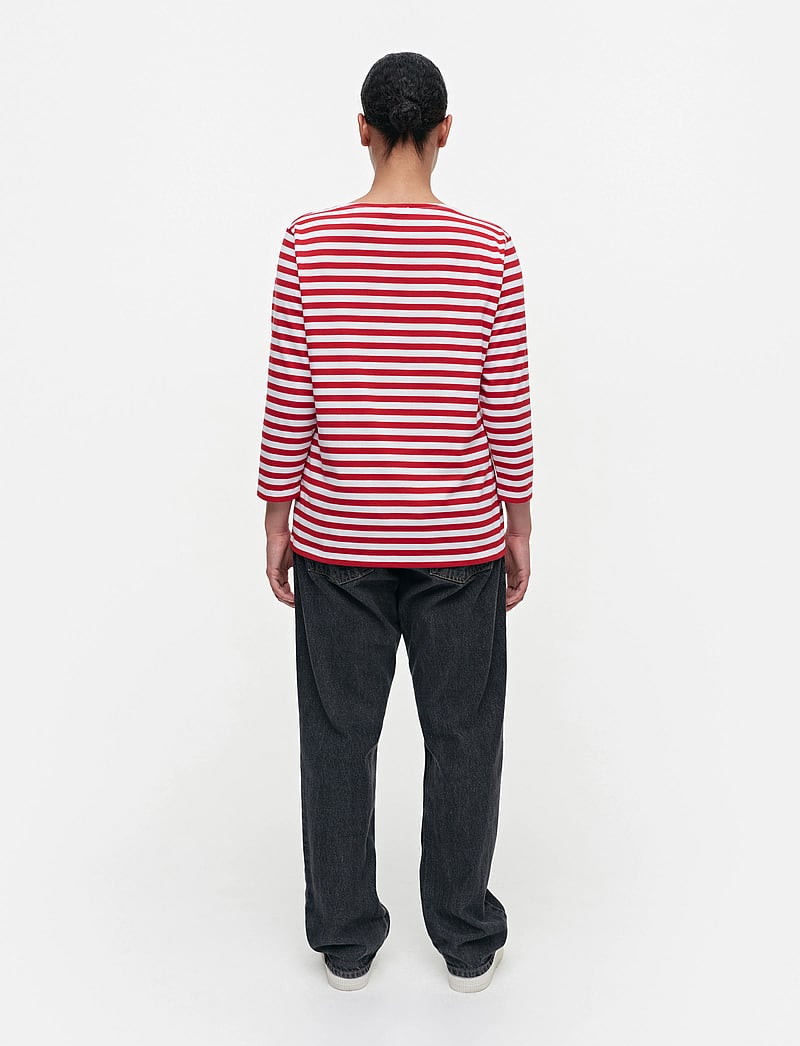 Marimekko - Ilma shirt - långärmade toppar - white, red - 3