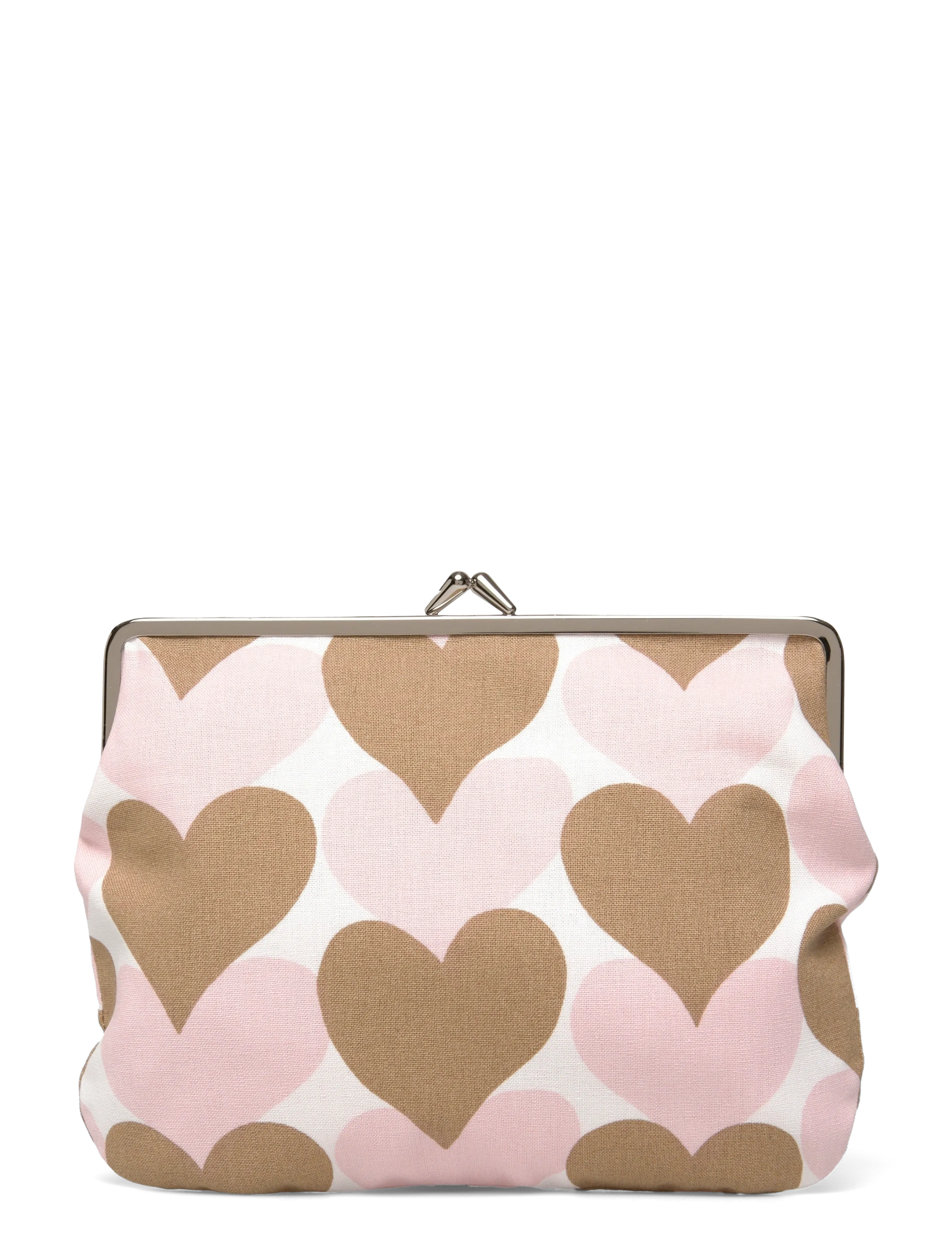 Marimekko PIENET SYDÄMET PUOLIKASC.PURSE - Kollektionen - WHITE, LT.BROWN, PINK / pink/rose