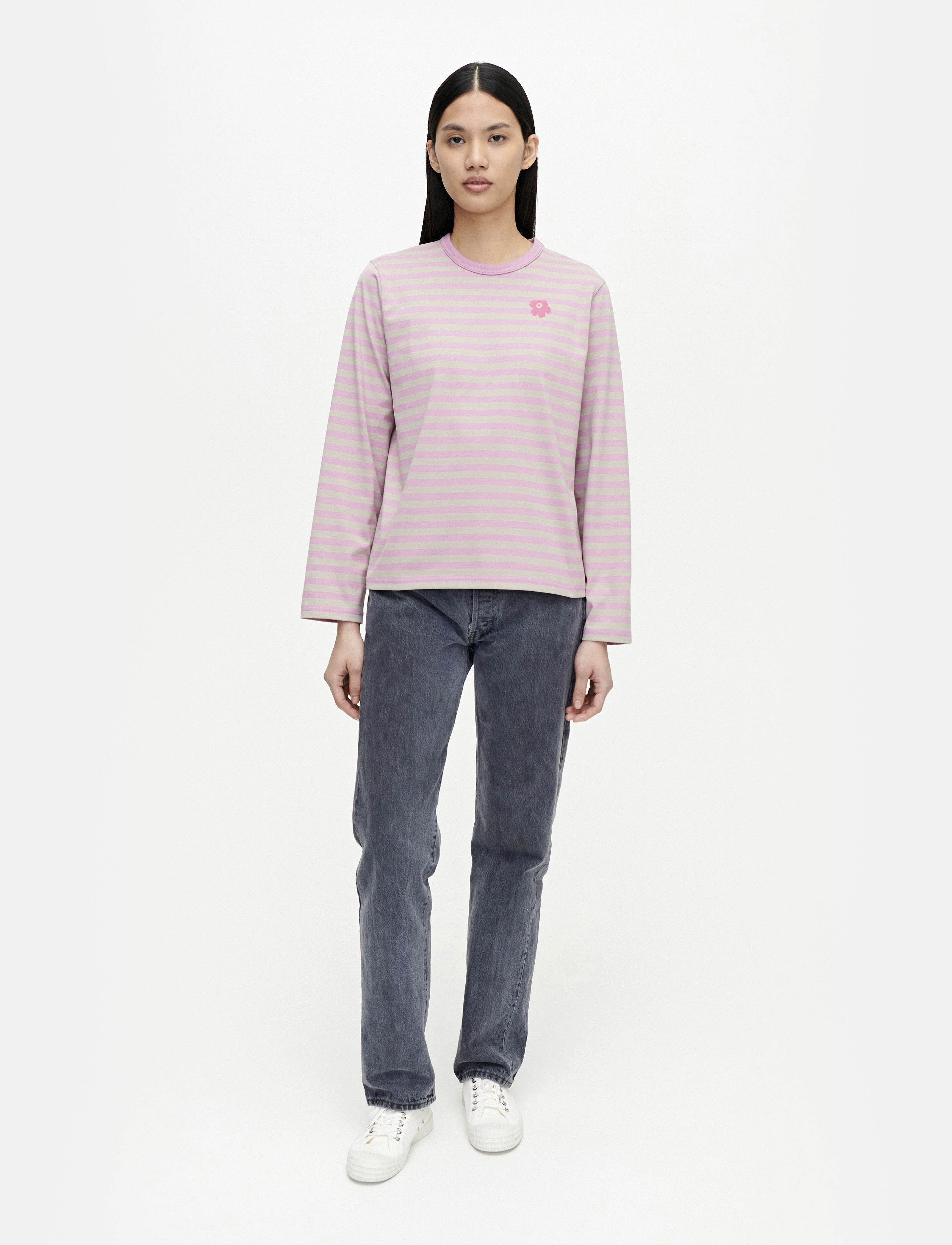 Marimekko - TASARAITA RELAXED LONGSLEEVE - beige, lilac - 2