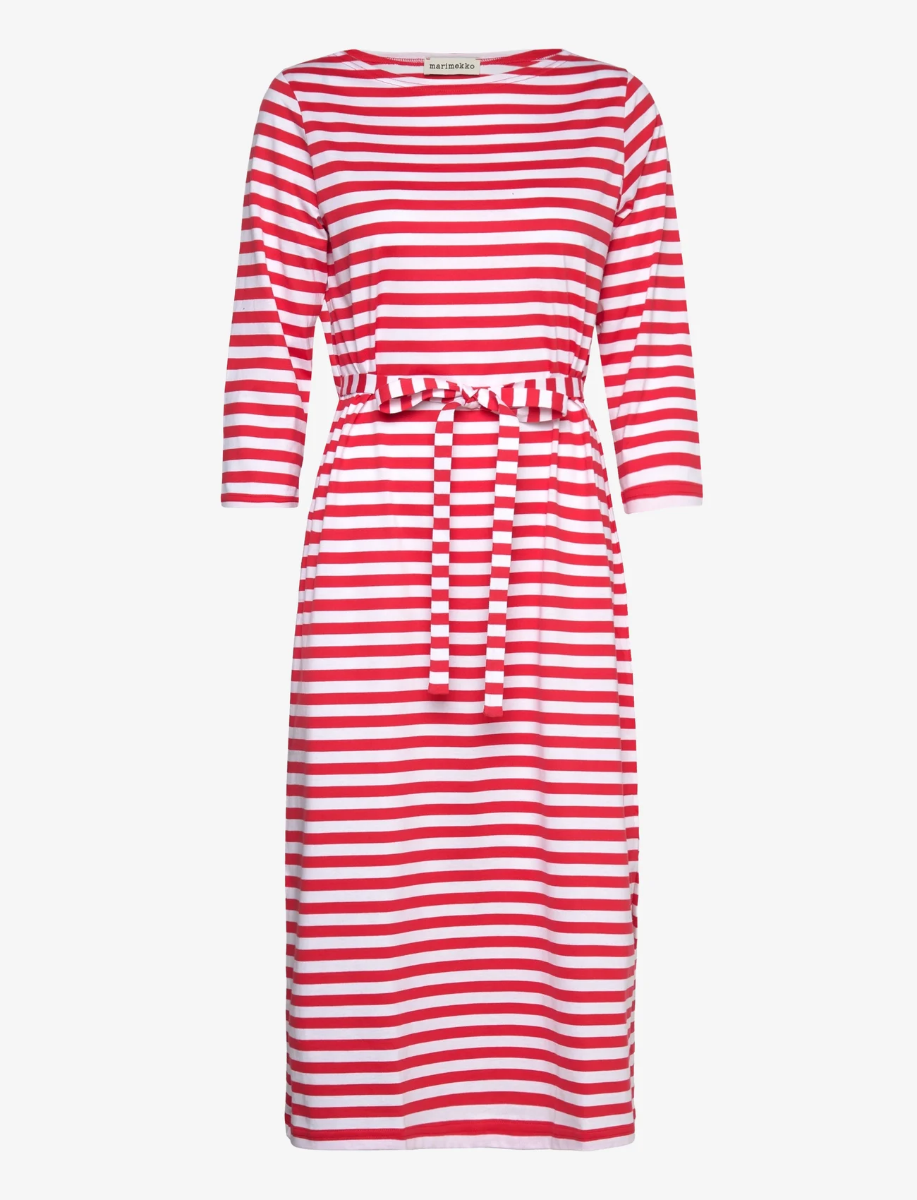 Marimekko - TASARAITA ILMA DRESS - t-shirtklänningar - red, white - 0