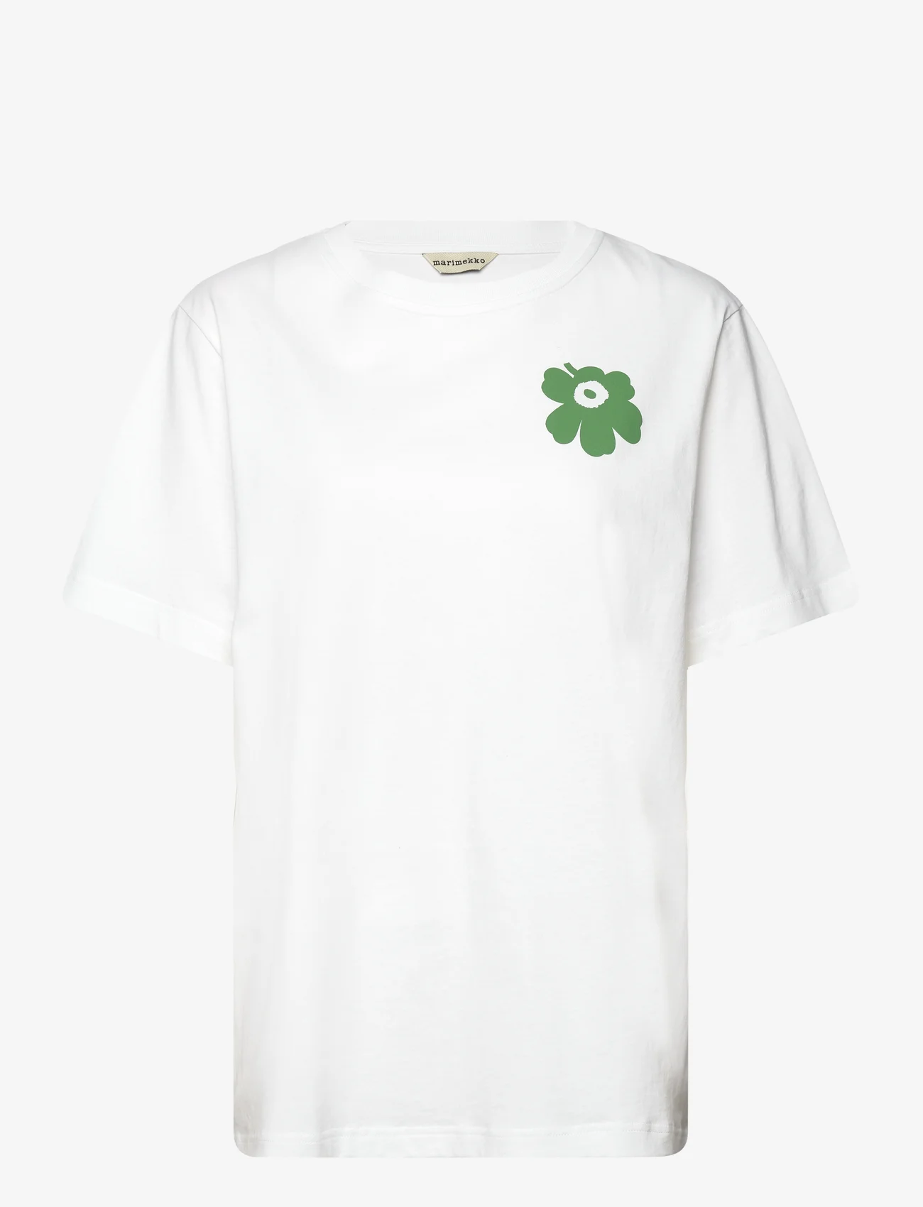 Marimekko - EMBLA UNIKKO PLACEMENT - marškinėliai - off-white, green - 0