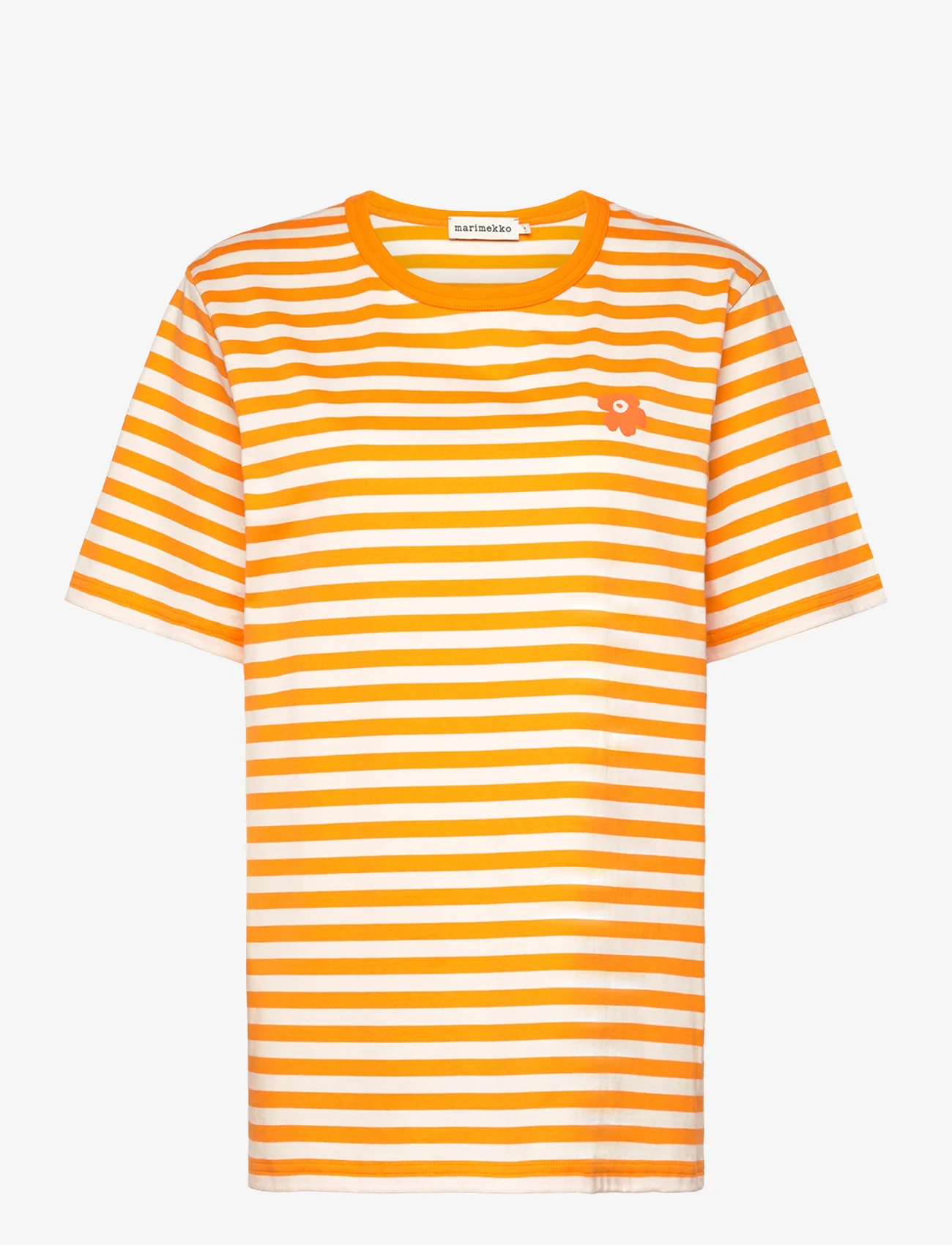 Marimekko - TASARAITA SS - t-shirts - orange, off-white - 1