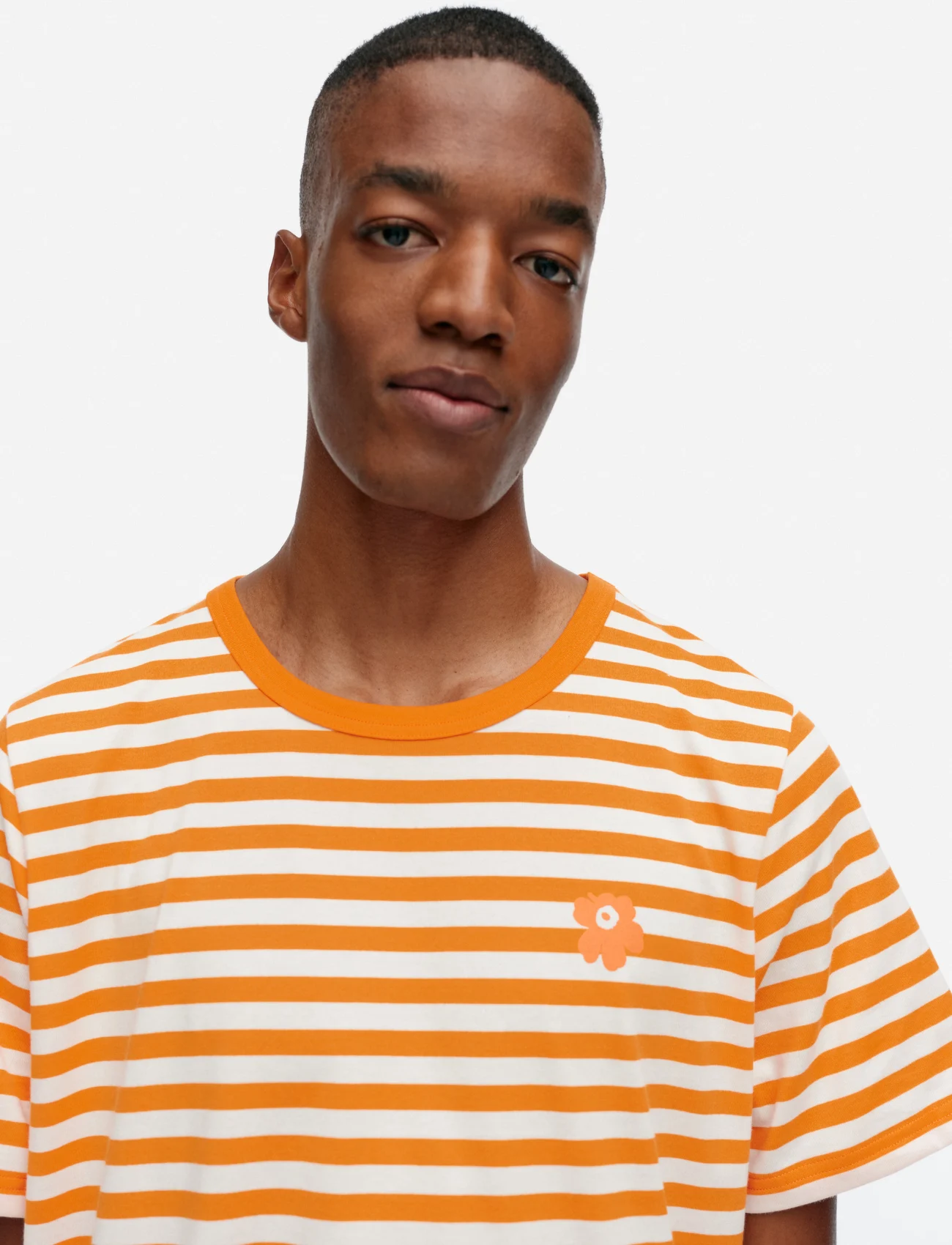 Marimekko - TASARAITA SS - t-shirts - orange, off-white - 0