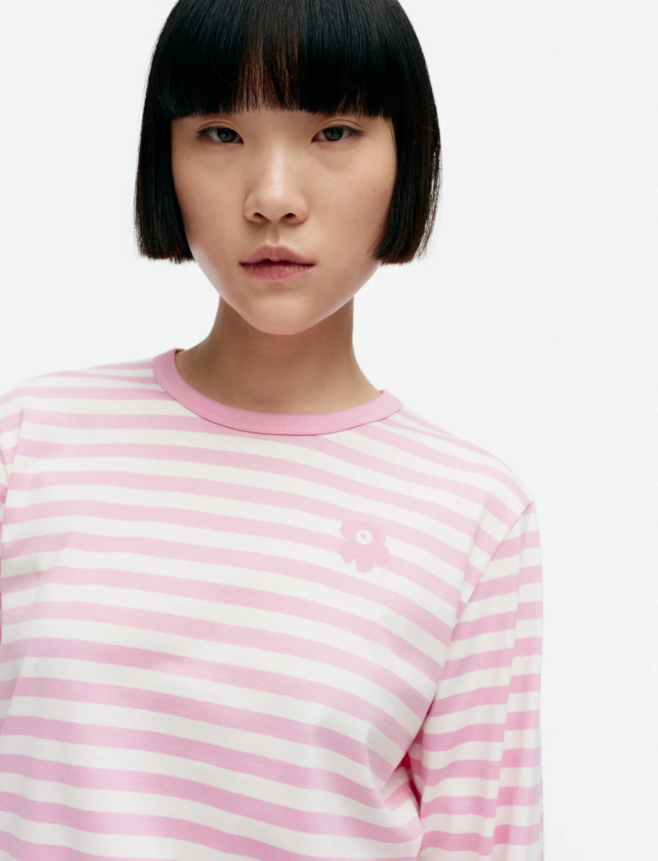 Marimekko - TASARAITA RELAXED LS - pitkähihaiset t-paidat - light pink, off-white - 0