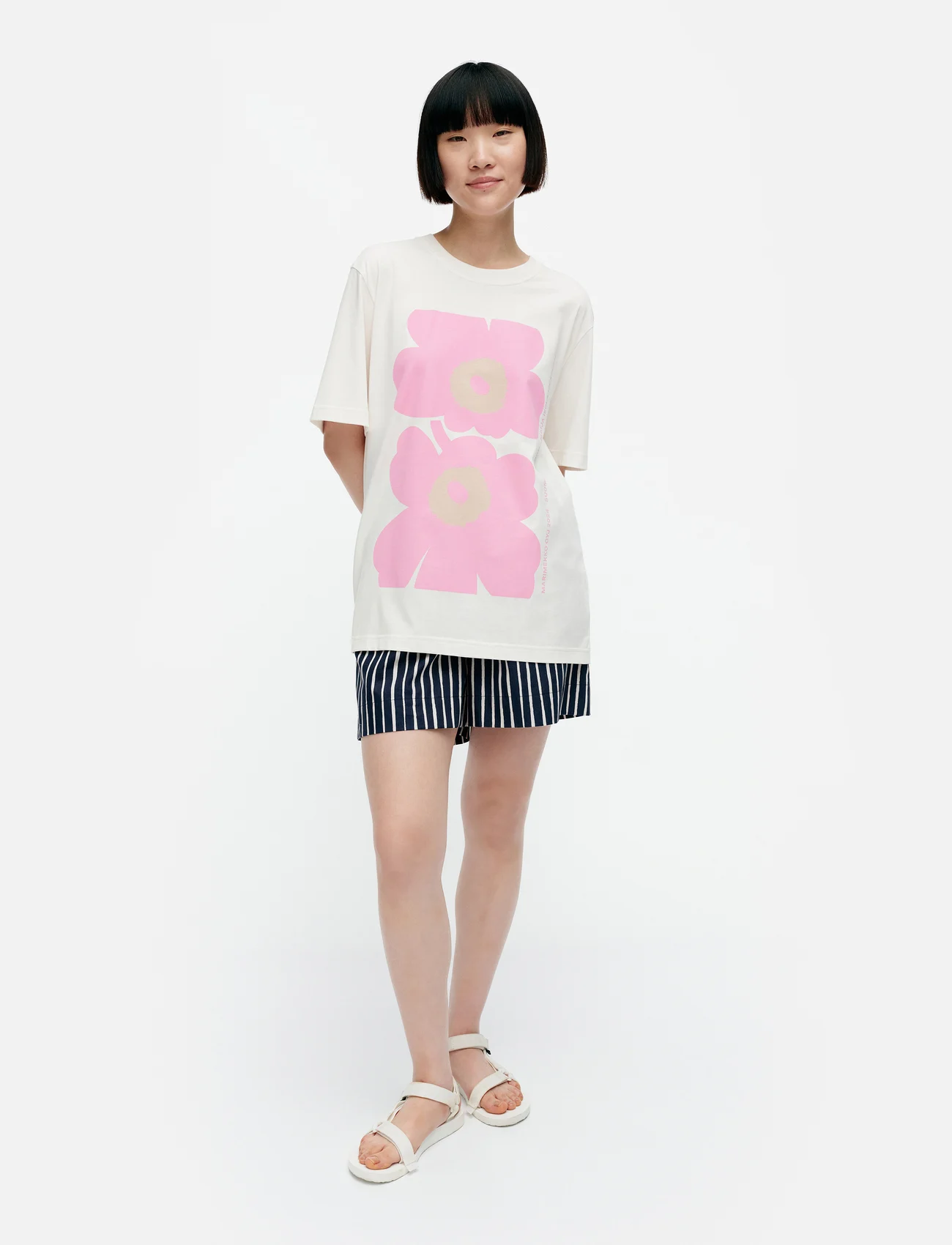 Marimekko - EMBLA UNIKKO PLACEMENT - t-shirt & tops - off-white, light pink, beige - 0