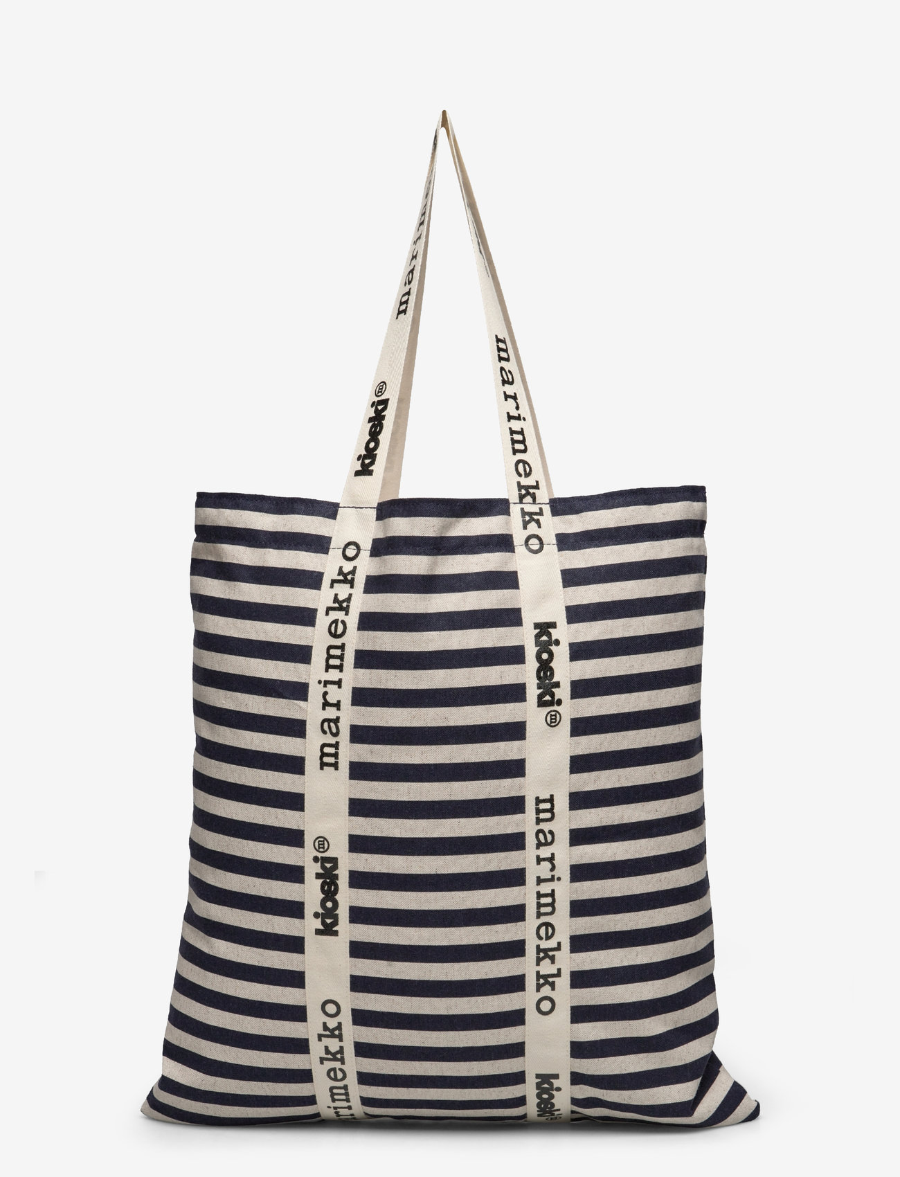 Marimekko - CARRIER MIDI TASARAITA - tote bags - cotton, dark navy - 1